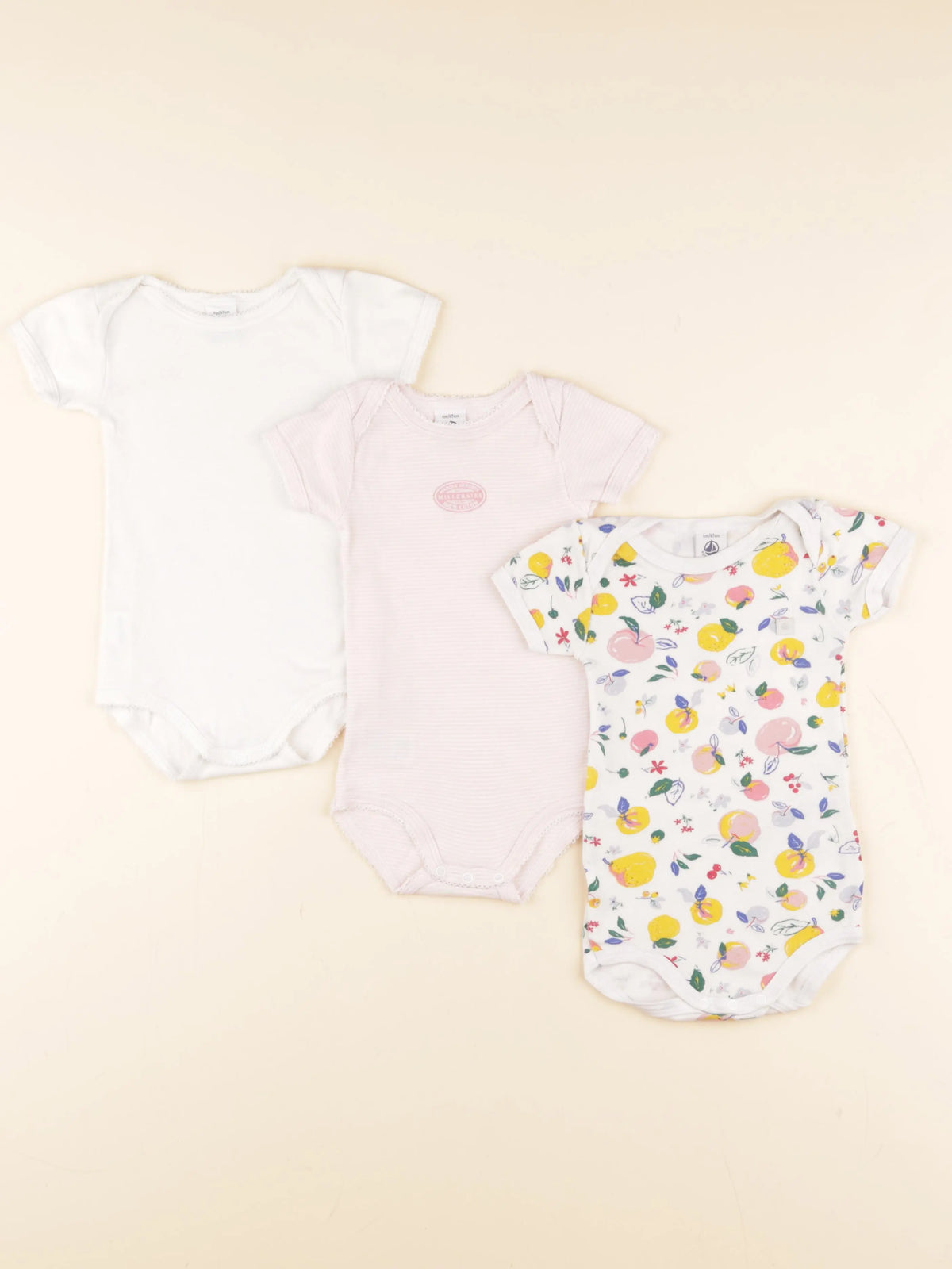 Petit Bateau - lot de 3 bodies en coton multicolore - 6 mois
