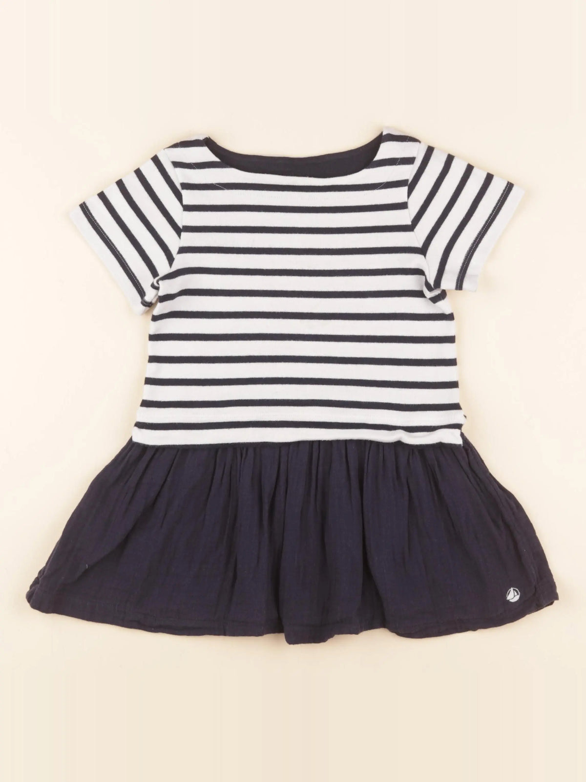 Petit Bateau - robe blanc, bleu - 4 ans