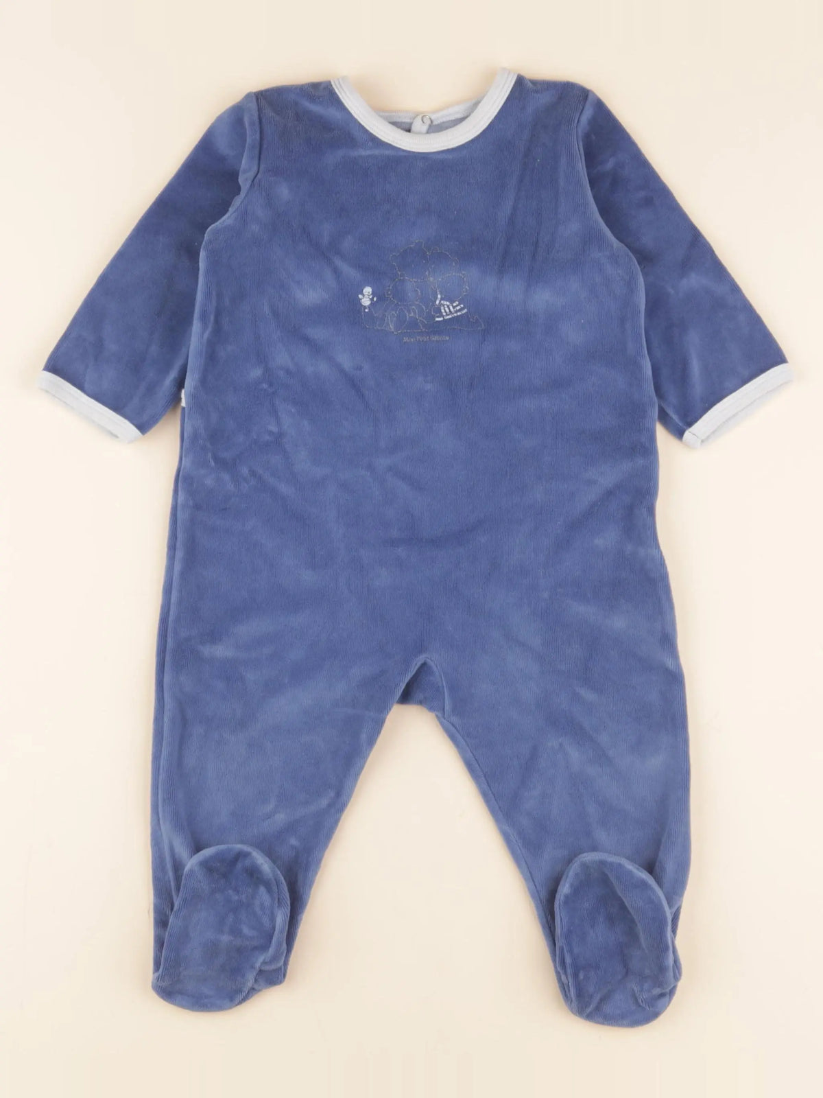 Petit Bateau - pyjama velours bleu - 12 mois