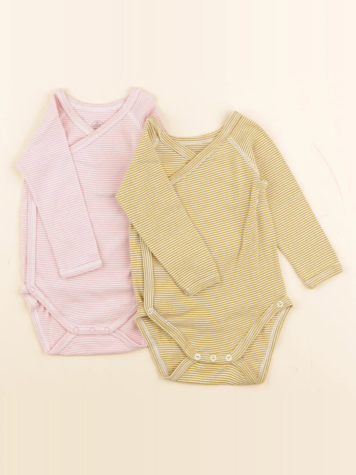 Petit Bateau - lot de 2 bodies en coton jaune, rose - 6 mois