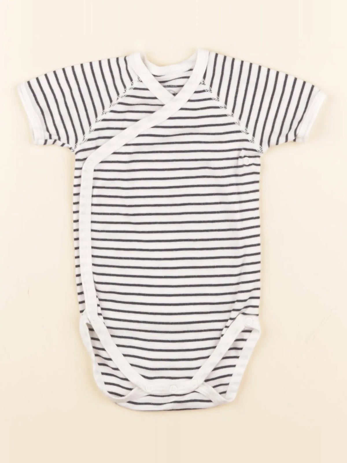 Petit Bateau - body blanc, bleu - 12 mois