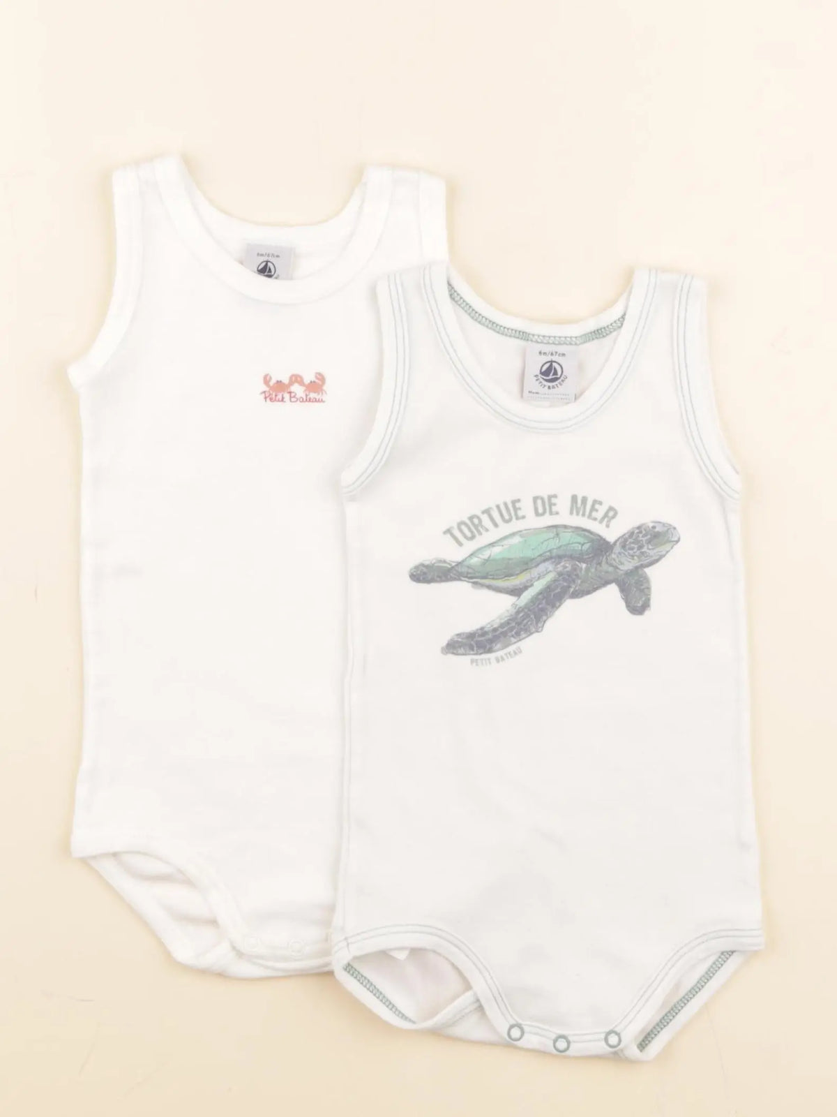 Petit Bateau - lot de 2 bodies en coton blanc - 6 mois