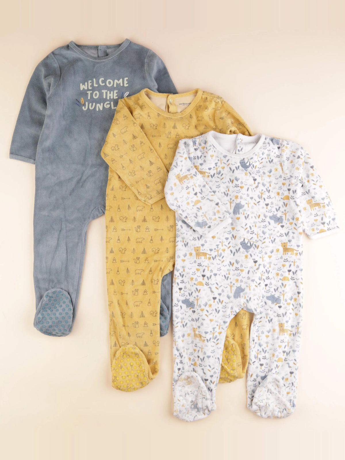 Vertbaudet - lot de 3 pyjamas velours multicolore - 2 ans