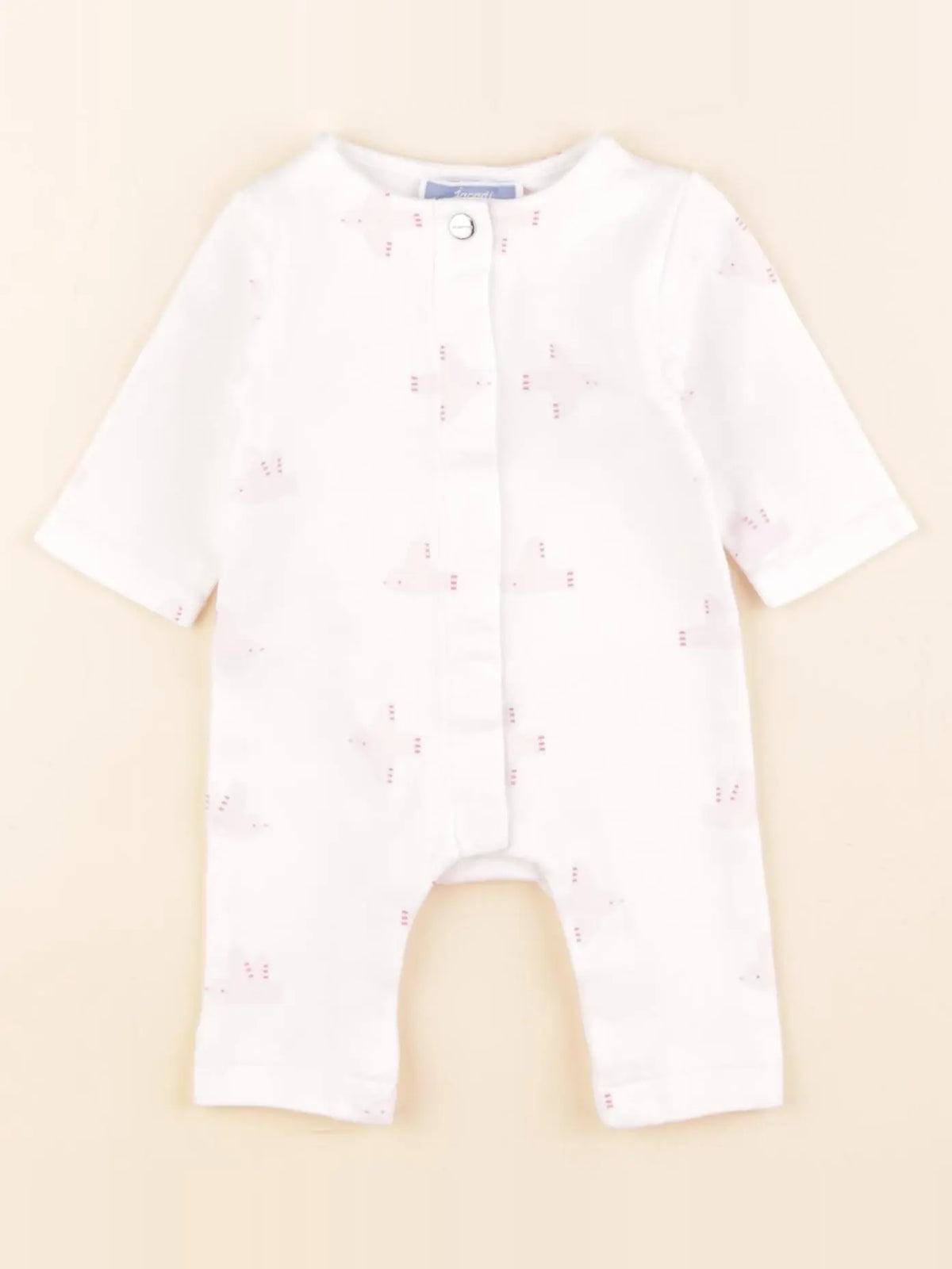 Jacadi - pyjama coton blanc, rose - 1 mois