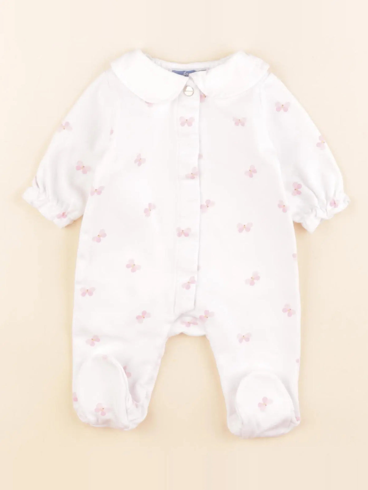Jacadi - pyjama coton blanc, rose - 1 mois