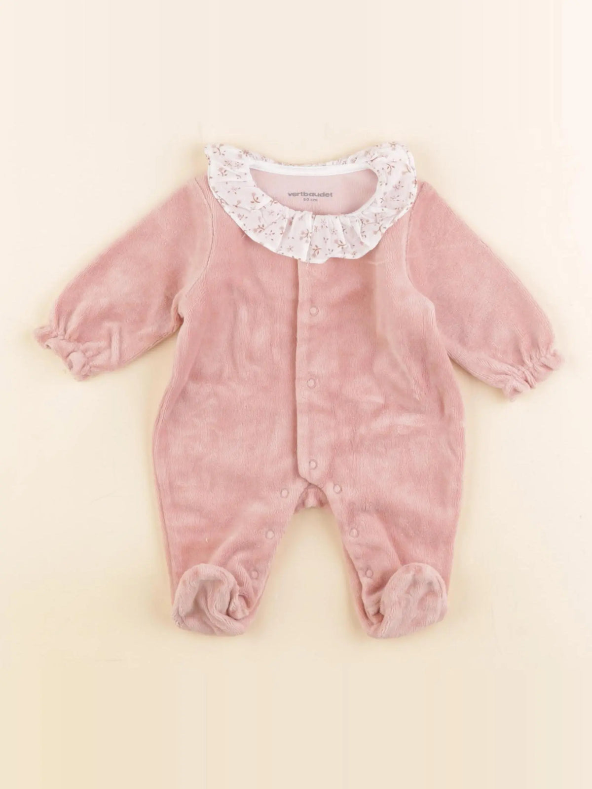 Vertbaudet - pyjama velours rose - 0 mois