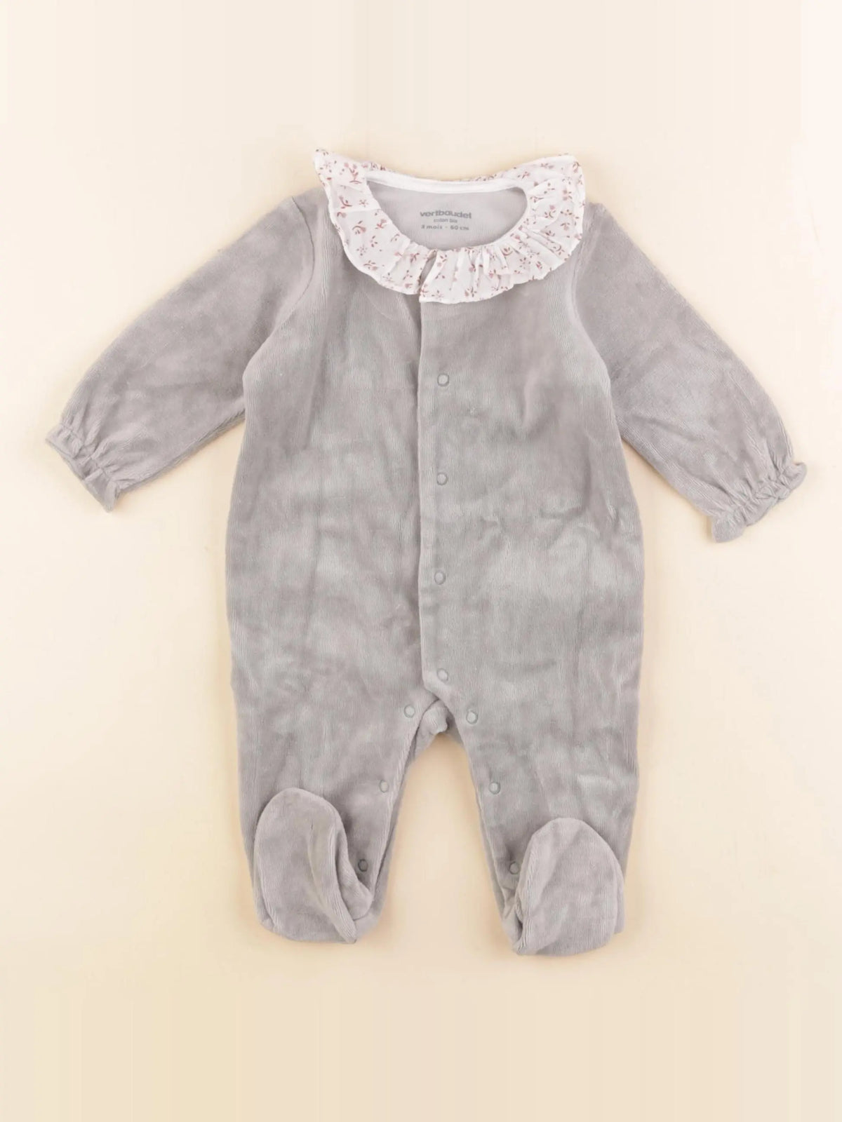 Vertbaudet - pyjama velours vert - 3 mois