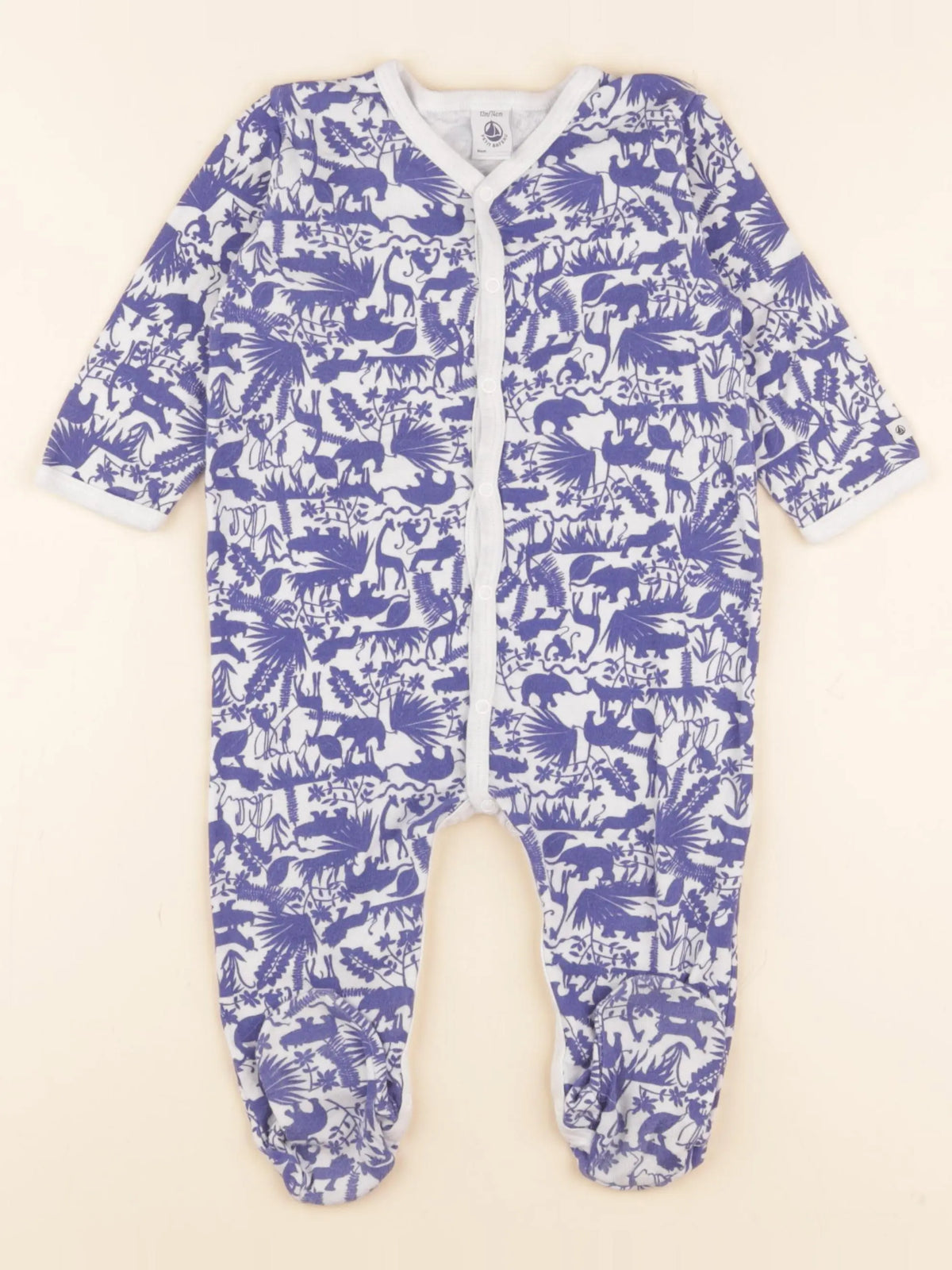 Petit Bateau - pyjama coton bleu - 12 mois