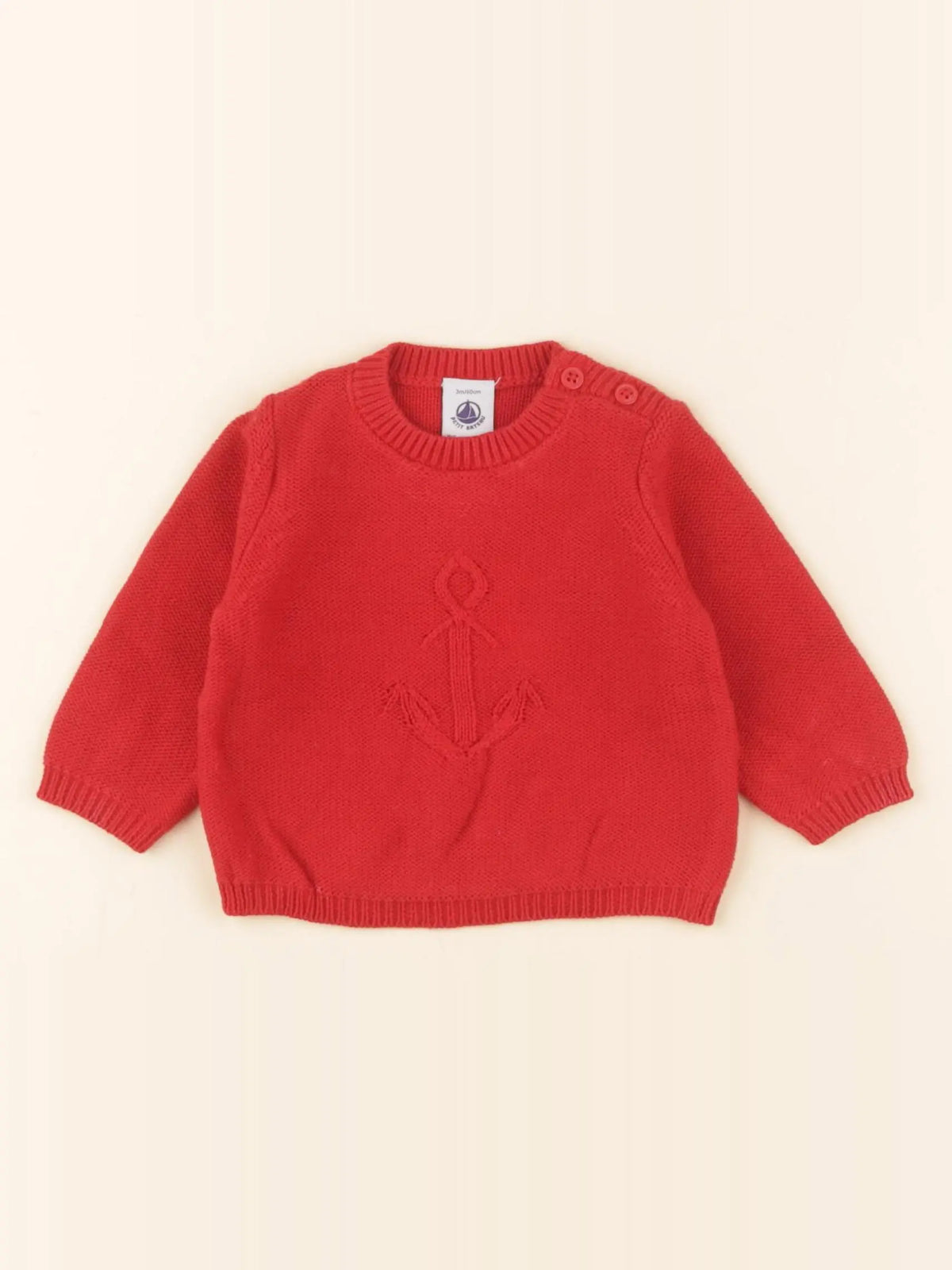 Petit Bateau - pull rouge - 3 mois