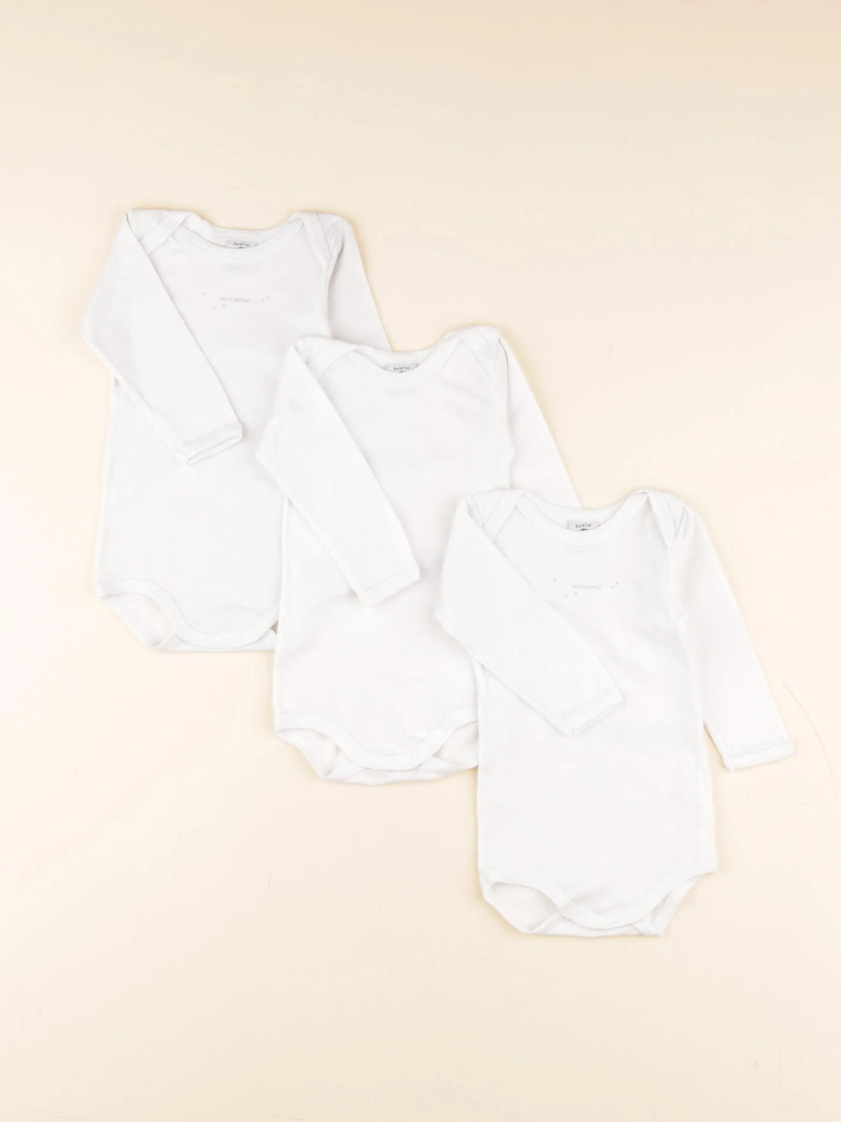 Petit Bateau - lot de 3 bodies en coton blanc - 6 mois
