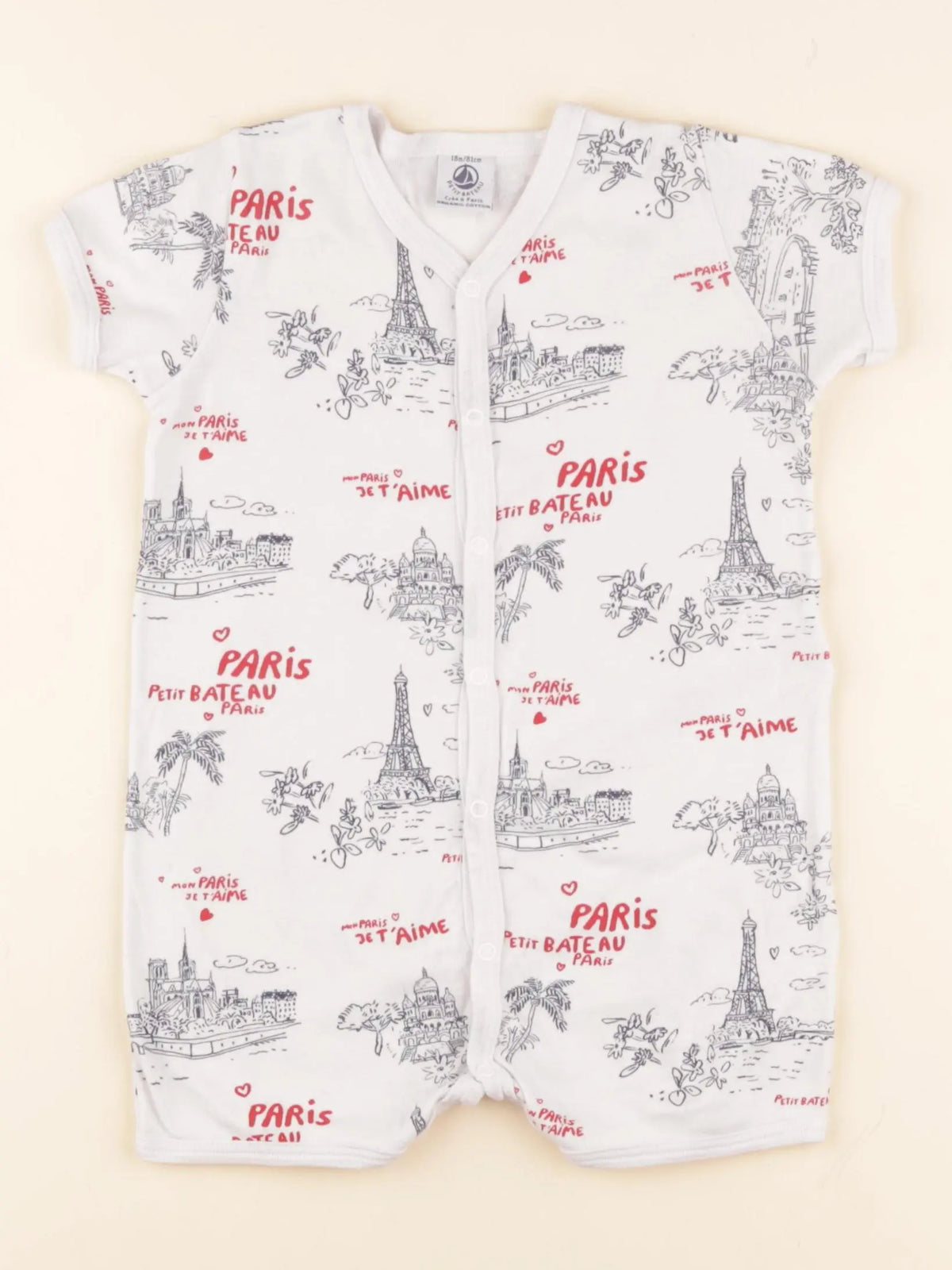 Petit Bateau - pyjama coton blanc, bleu - 18 mois