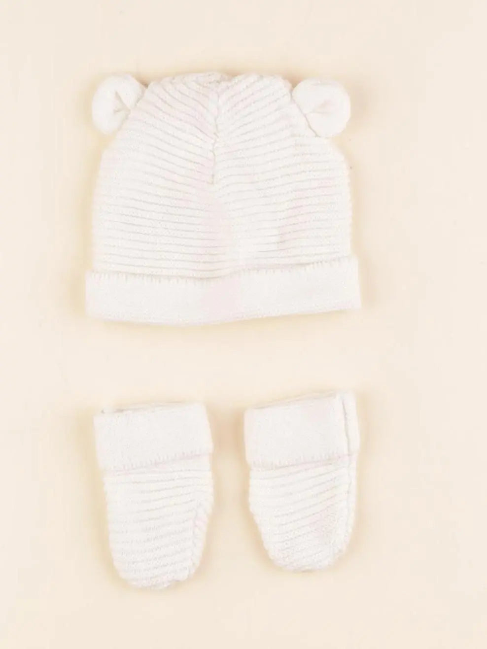 Vertbaudet - ensemble bonnet/moufles beige - 0/1 mois