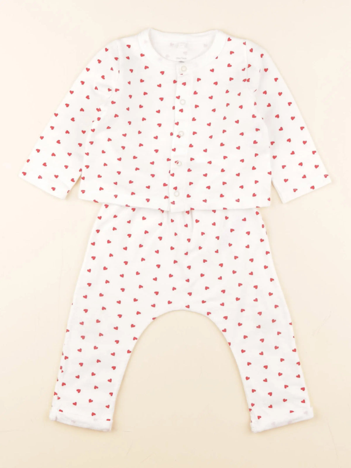 Petit Bateau - ensemble blanc, rouge - 12 mois