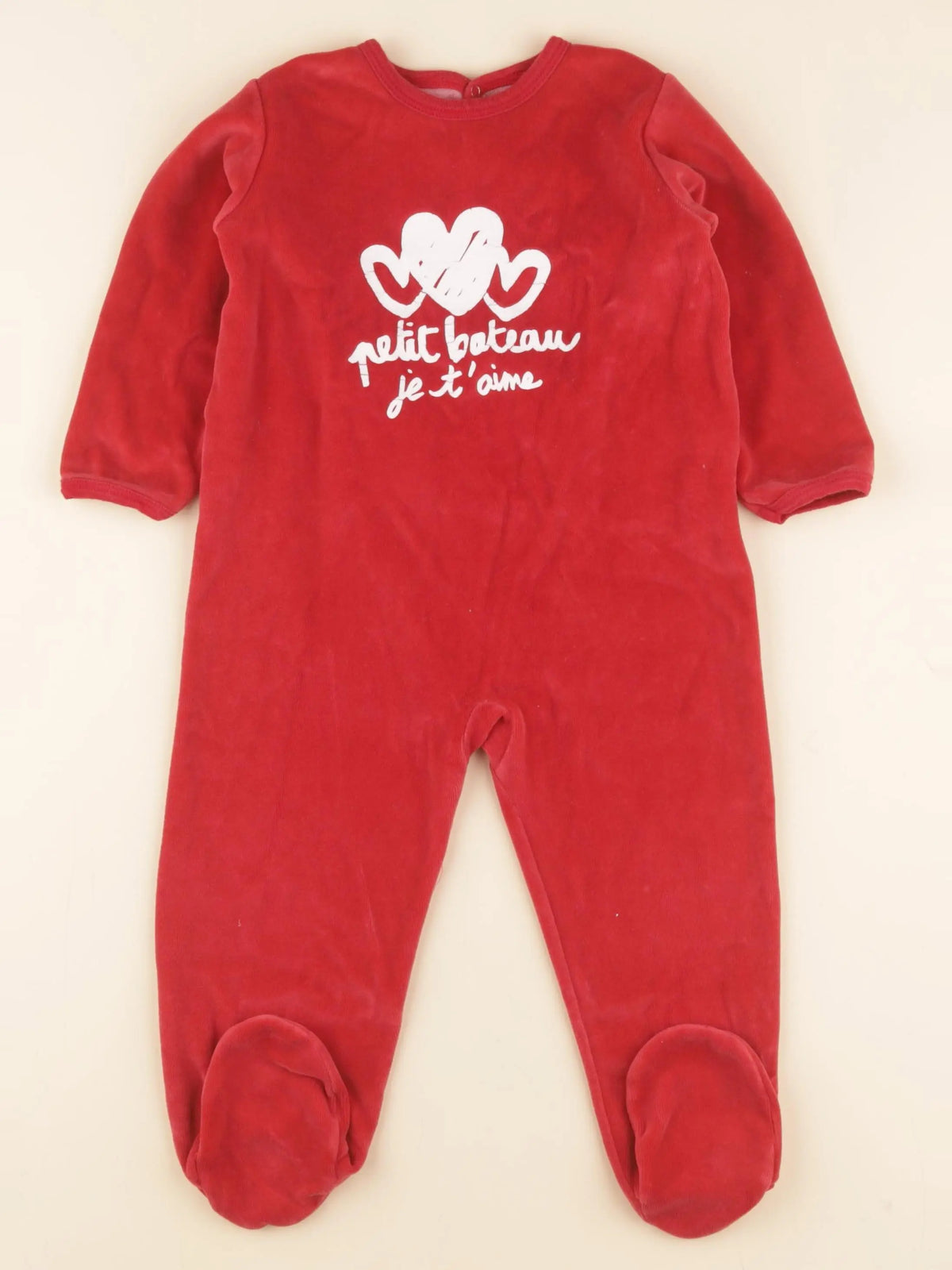 Petit Bateau - pyjama velours rouge - 24 mois