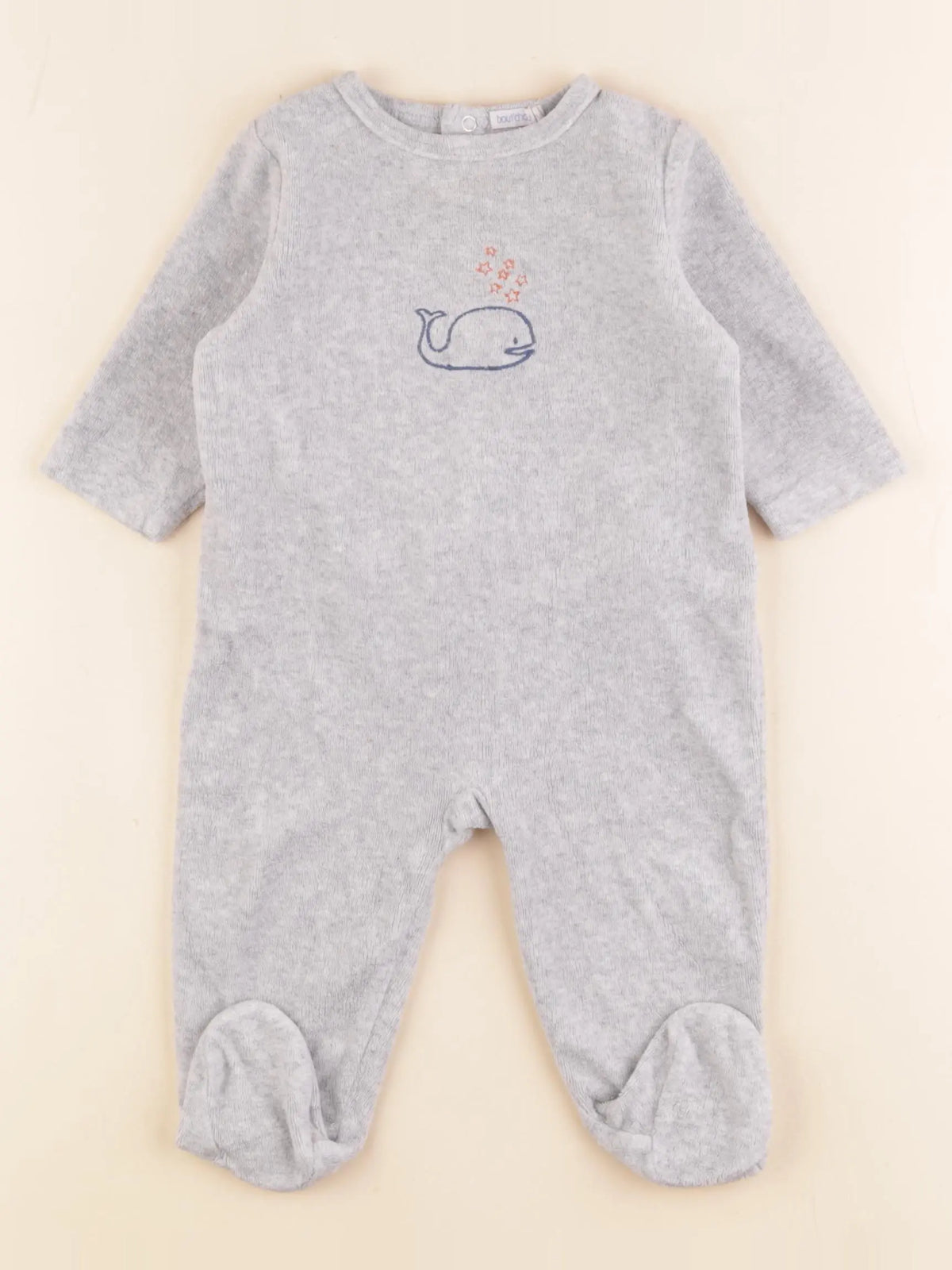 Vertbaudet - pyjama velours gris - 6 mois