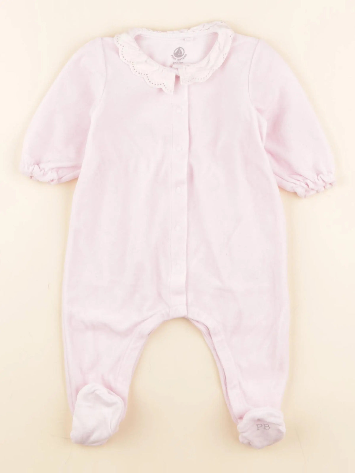 Petit Bateau - pyjama velours rose - 6 mois