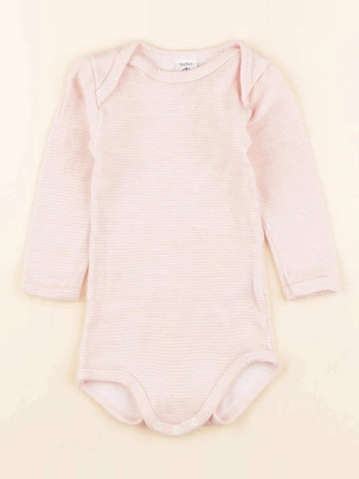 Petit Bateau - body en laine rose, blanc - 12 mois