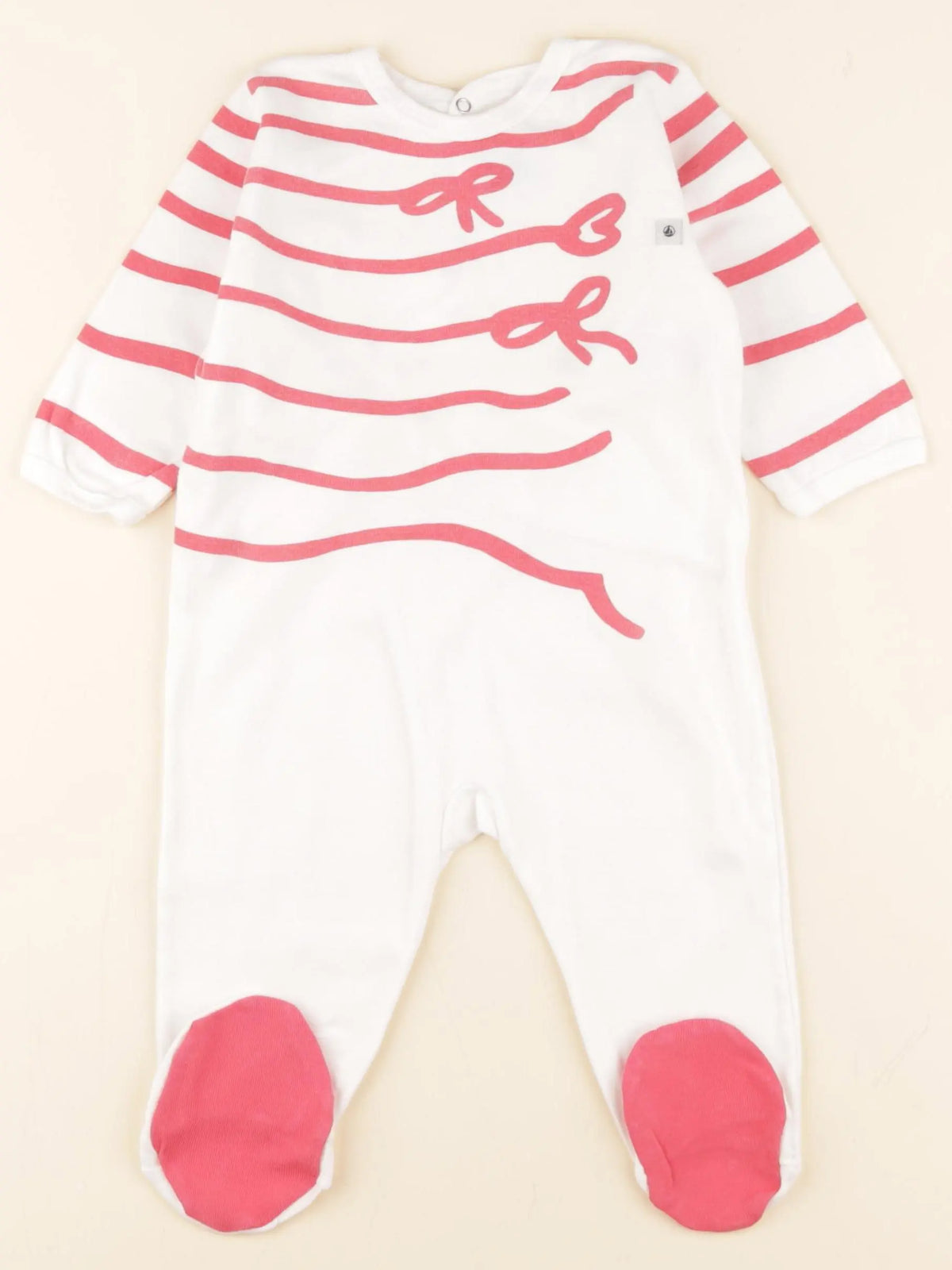 Petit Bateau - pyjama coton blanc, rouge - 9 mois