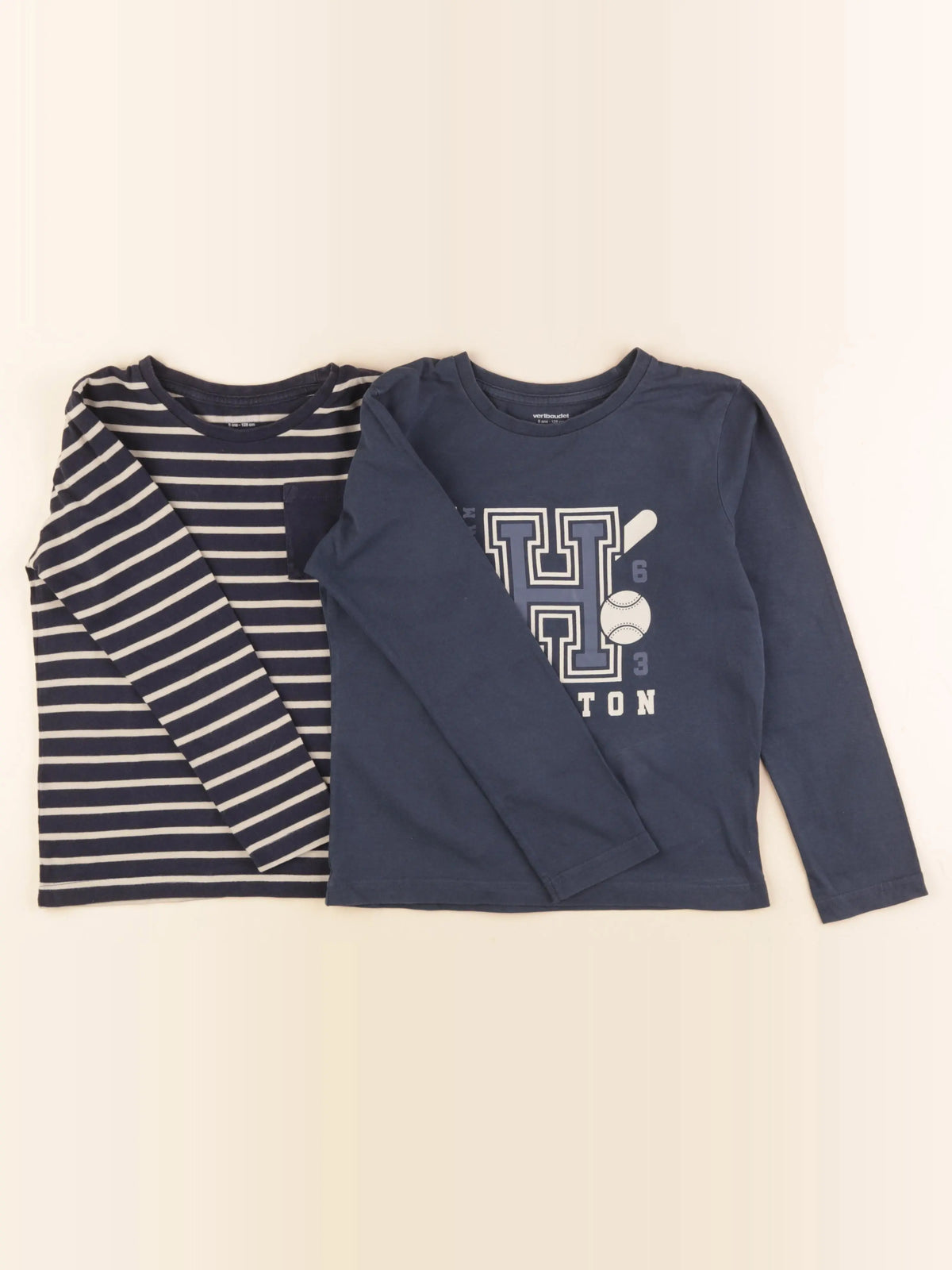 Vertbaudet - lot de 2 tee-shirts bleu - 8 ans