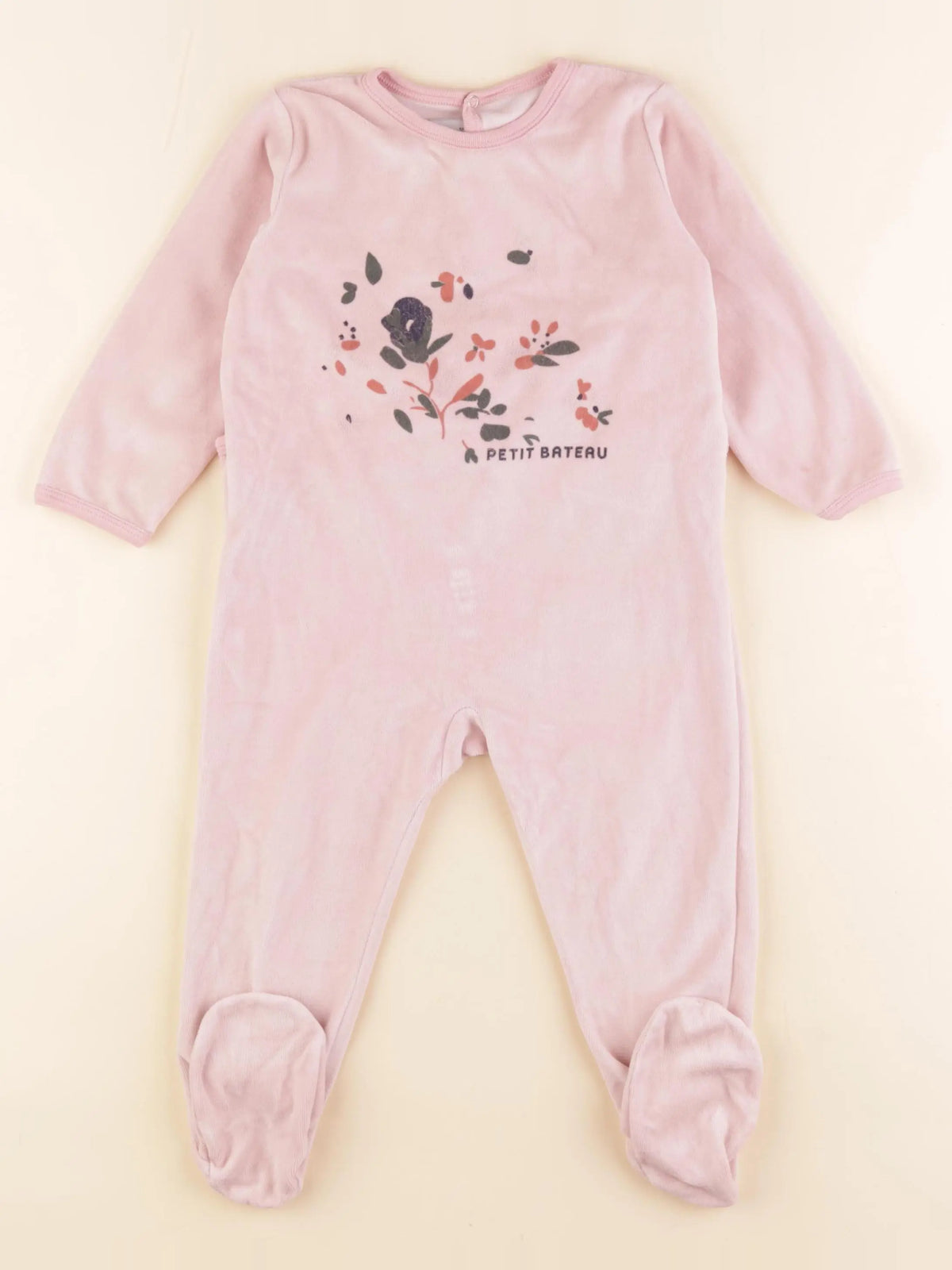 Petit Bateau - pyjama velours rose - 24 mois