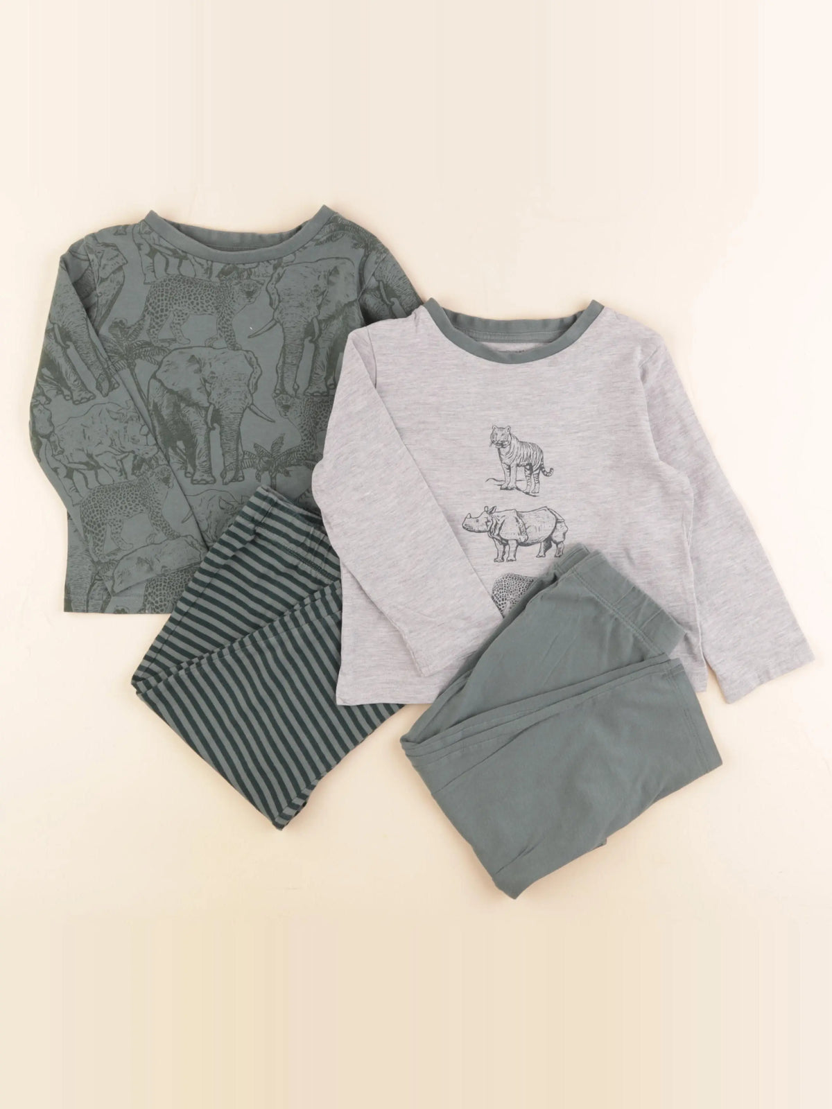 Vertbaudet - lot de 2 pyjamas coton gris, vert - 3 ans