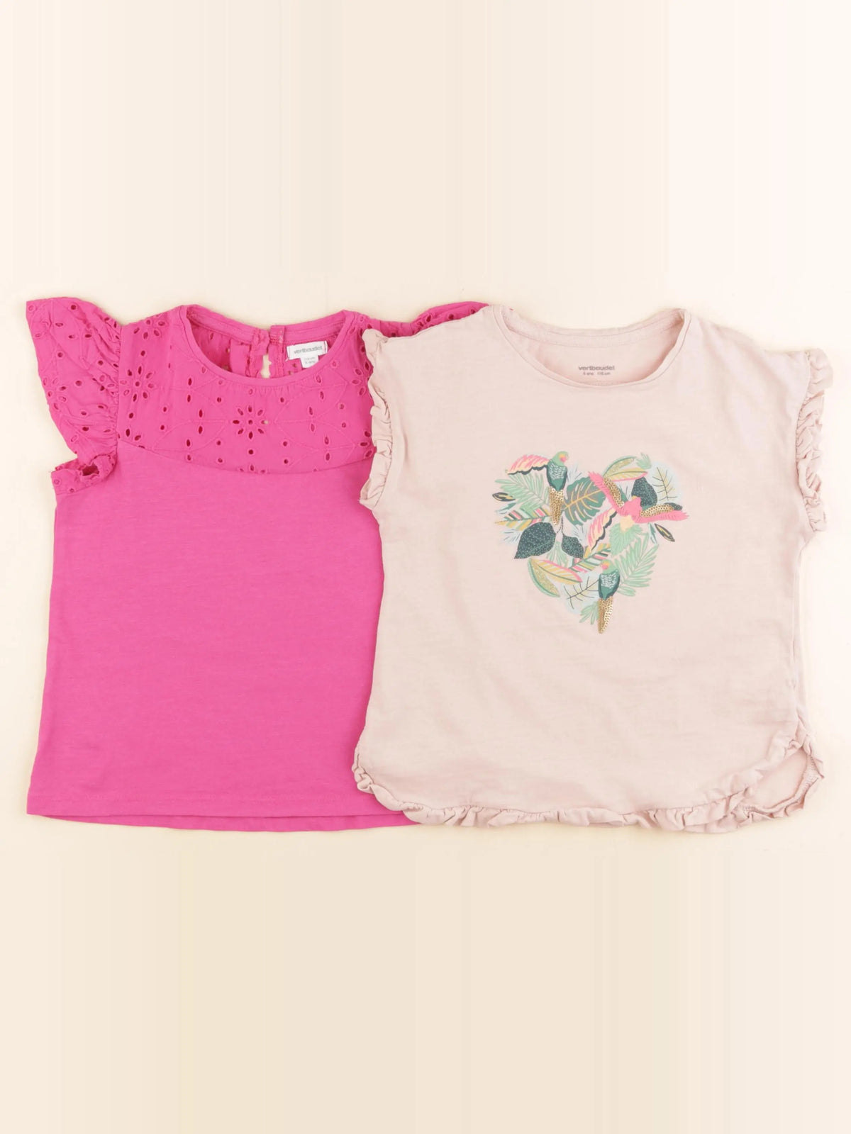 Vertbaudet - lot de 2 tee-shirts rose - 6 ans