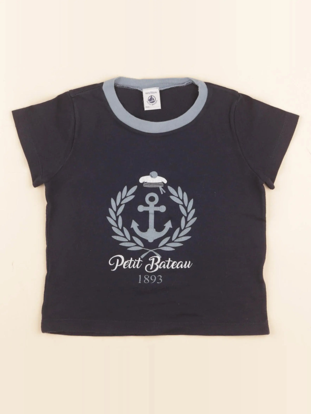 Petit Bateau - tee-shirt bleu - 4 ans