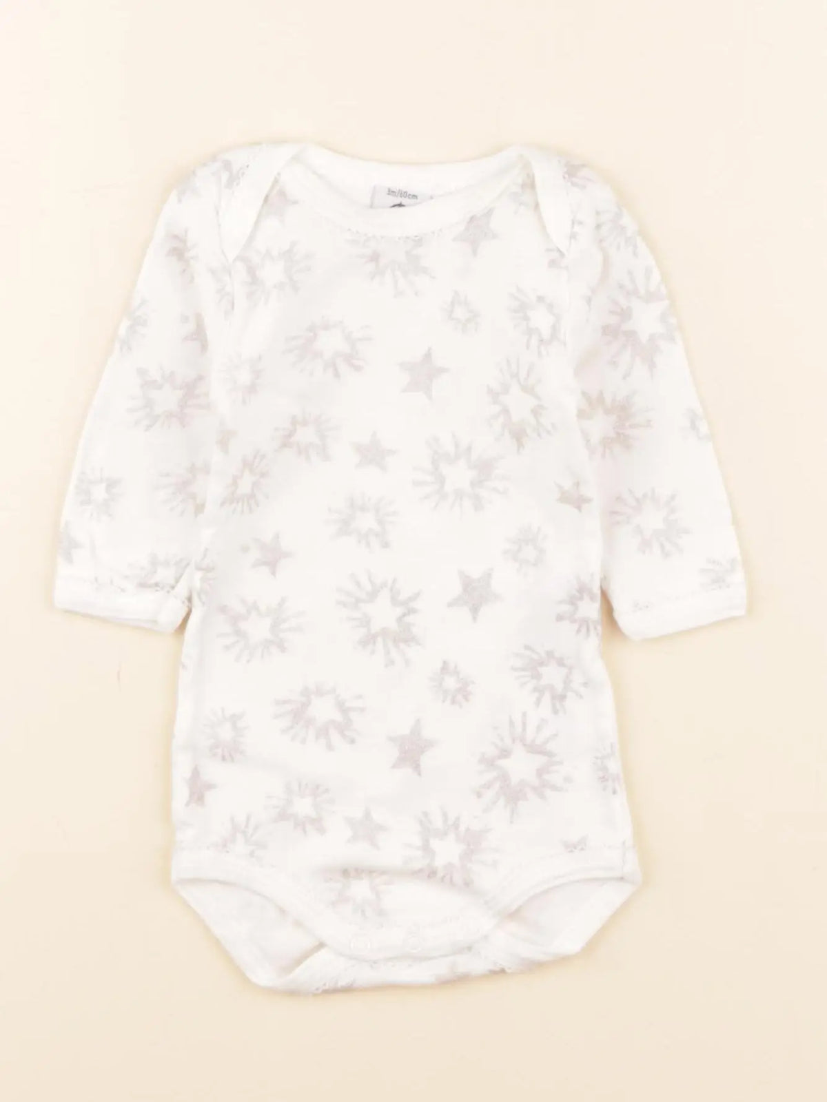 Petit Bateau - body blanc, argent - 3 mois