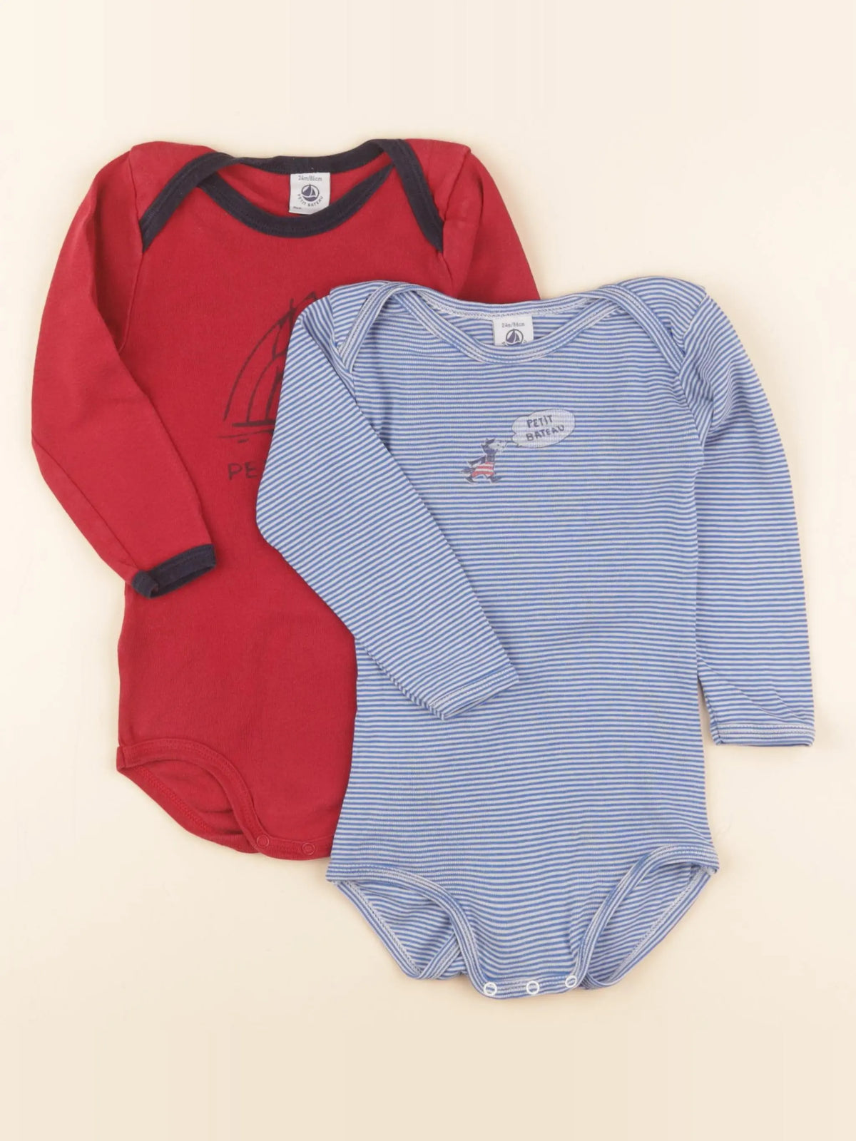 Petit Bateau - lot de 2 bodies en coton multicolore - 24 mois