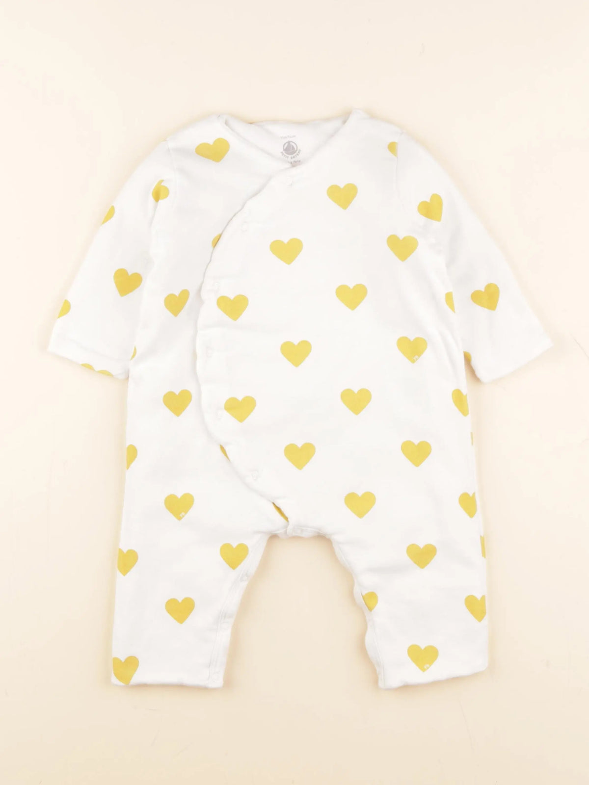 Petit Bateau - combinaison doublé blanc, jaune - 12 mois