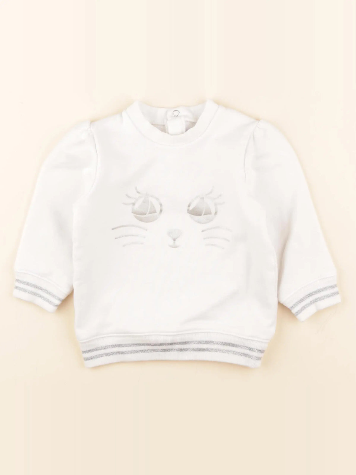 Petit Bateau - sweat blanc, argent - 18 mois