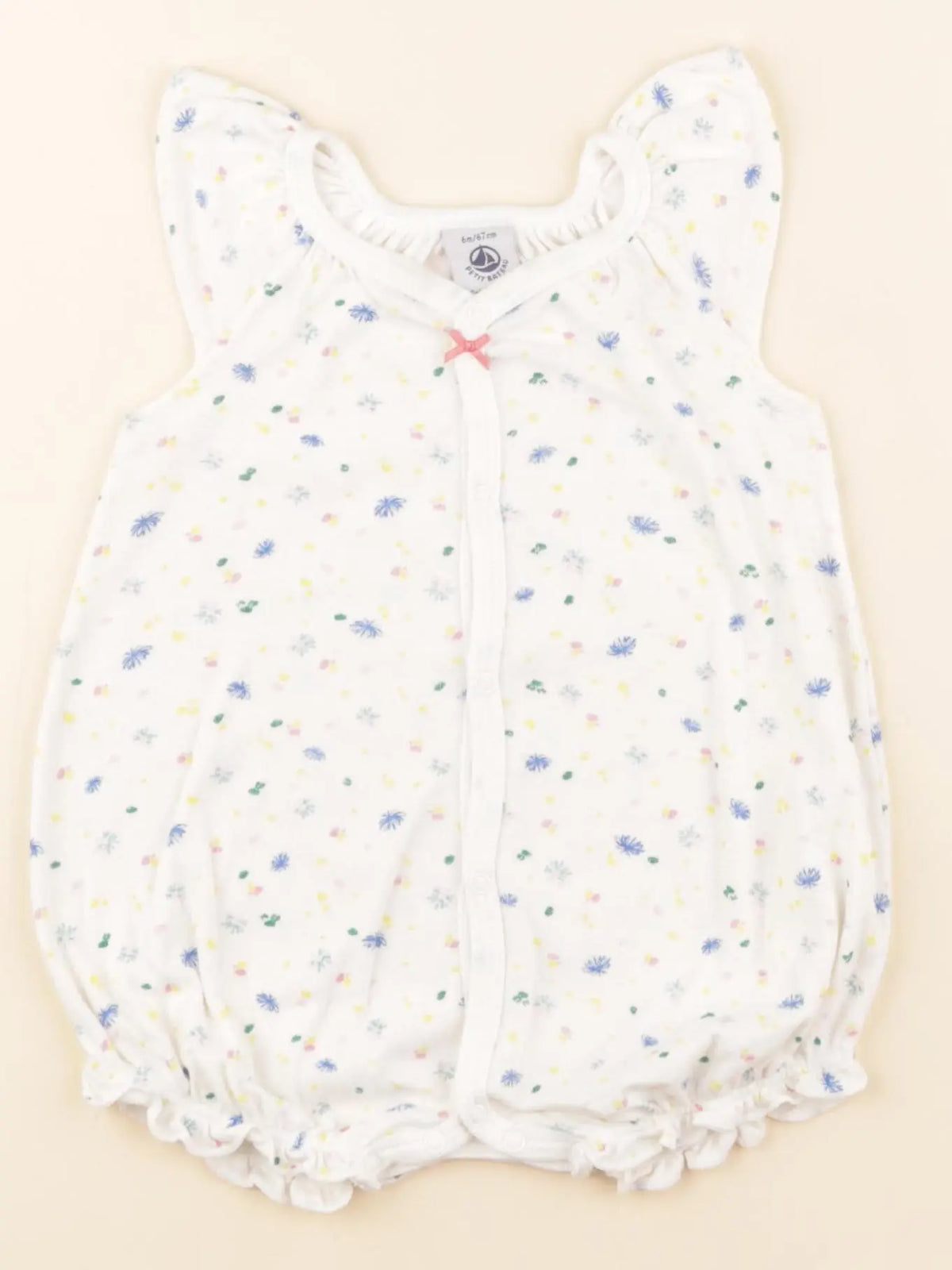 Petit Bateau - pyjama coton blanc - 6 mois