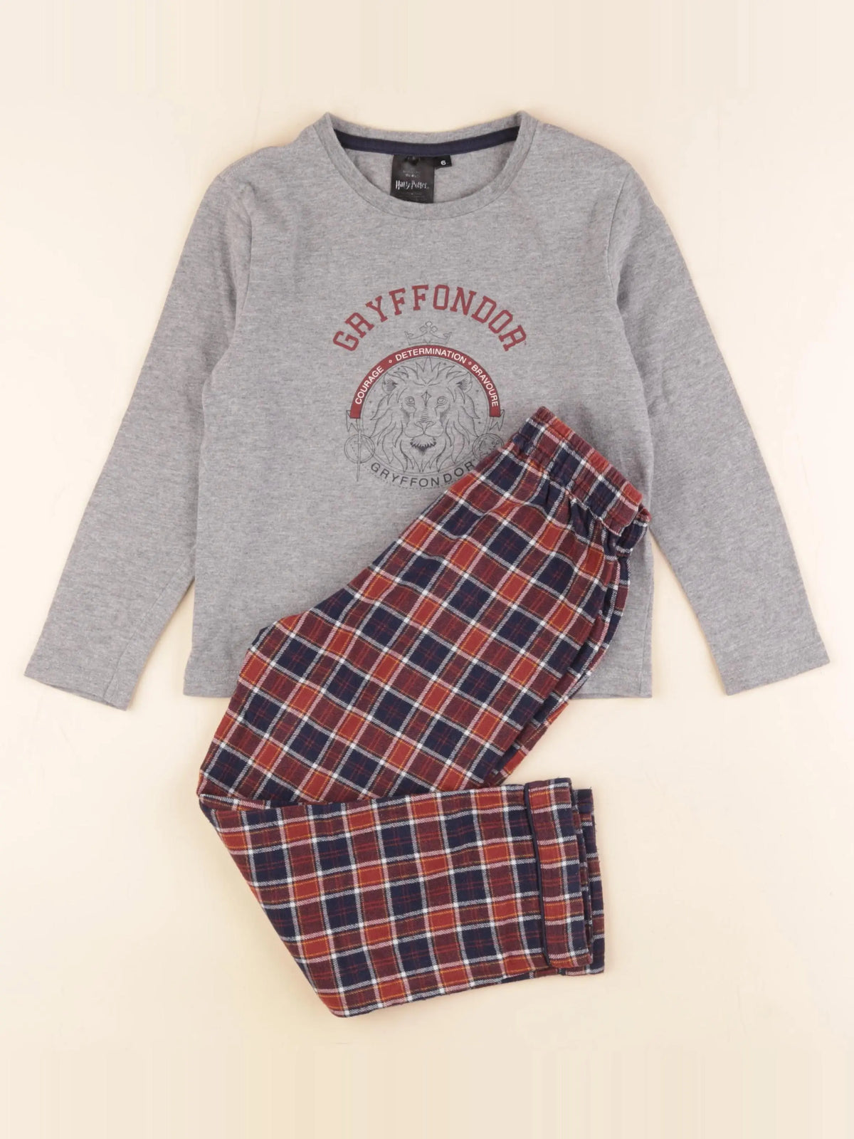Cyrillus - pyjama coton gris, rouge - 6 ans