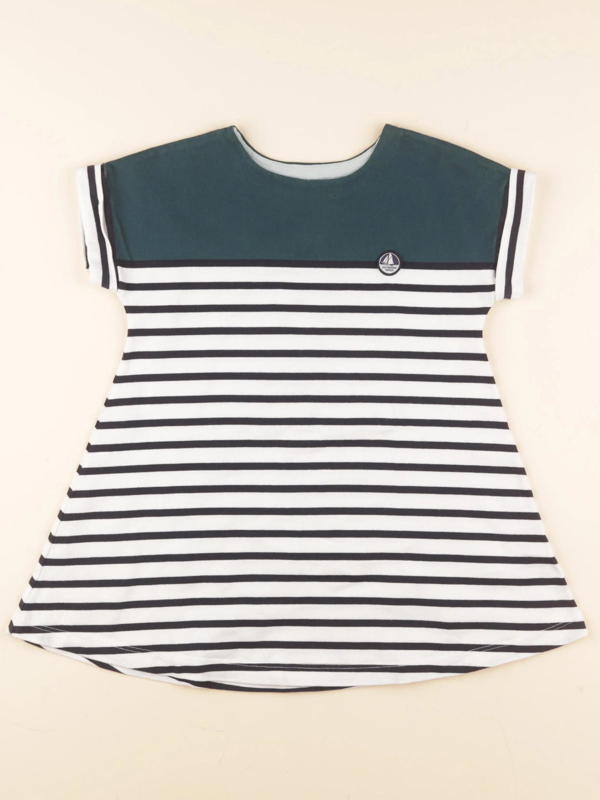 Petit Bateau - robe vert, blanc - 5 ans