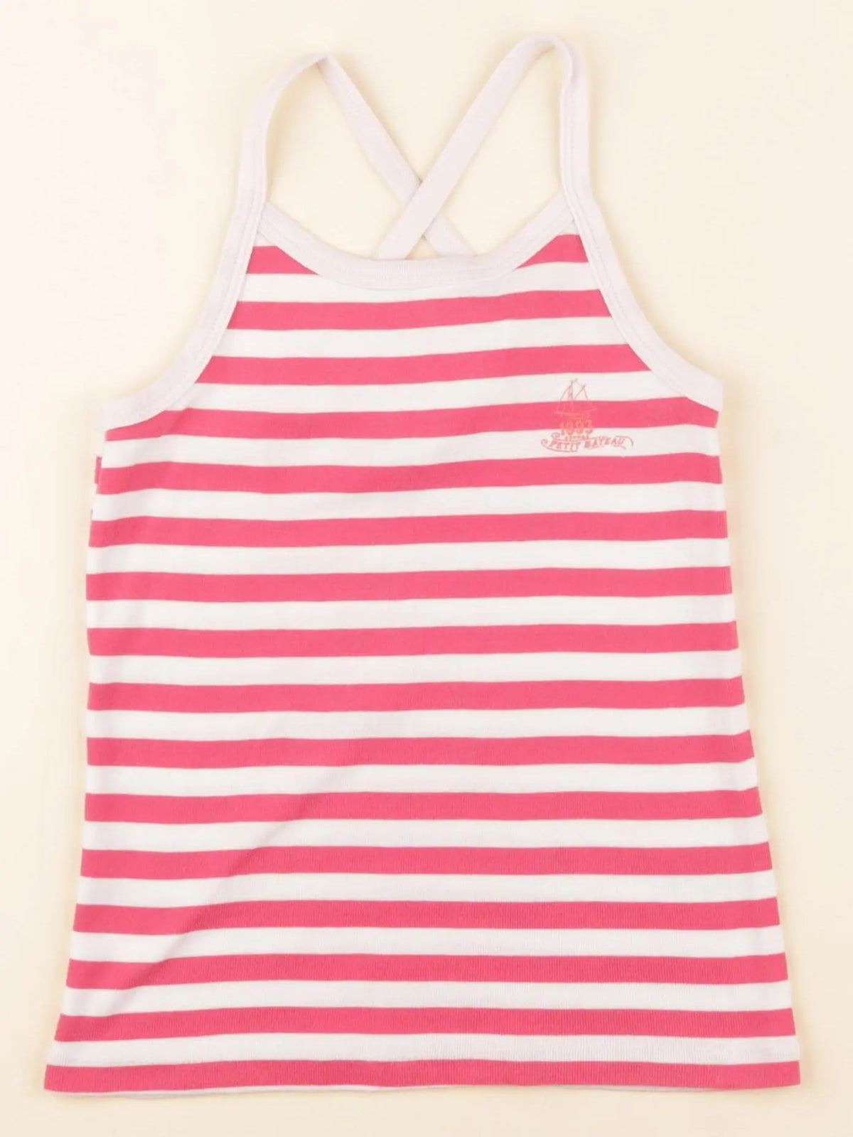 Petit Bateau - débardeur blanc, rose - 6 ans