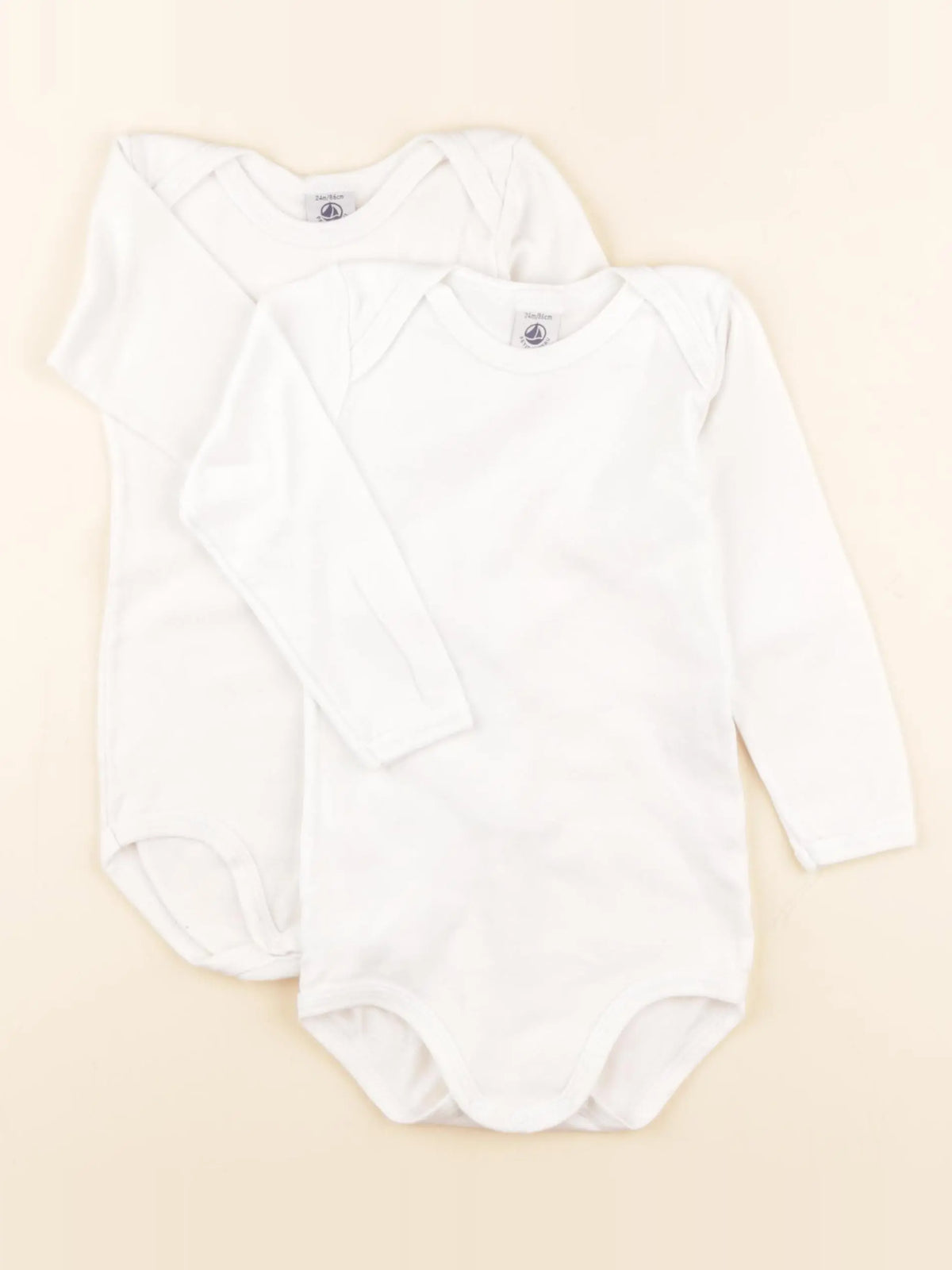 Petit Bateau - lot de 2 bodies en coton blanc - 24 mois