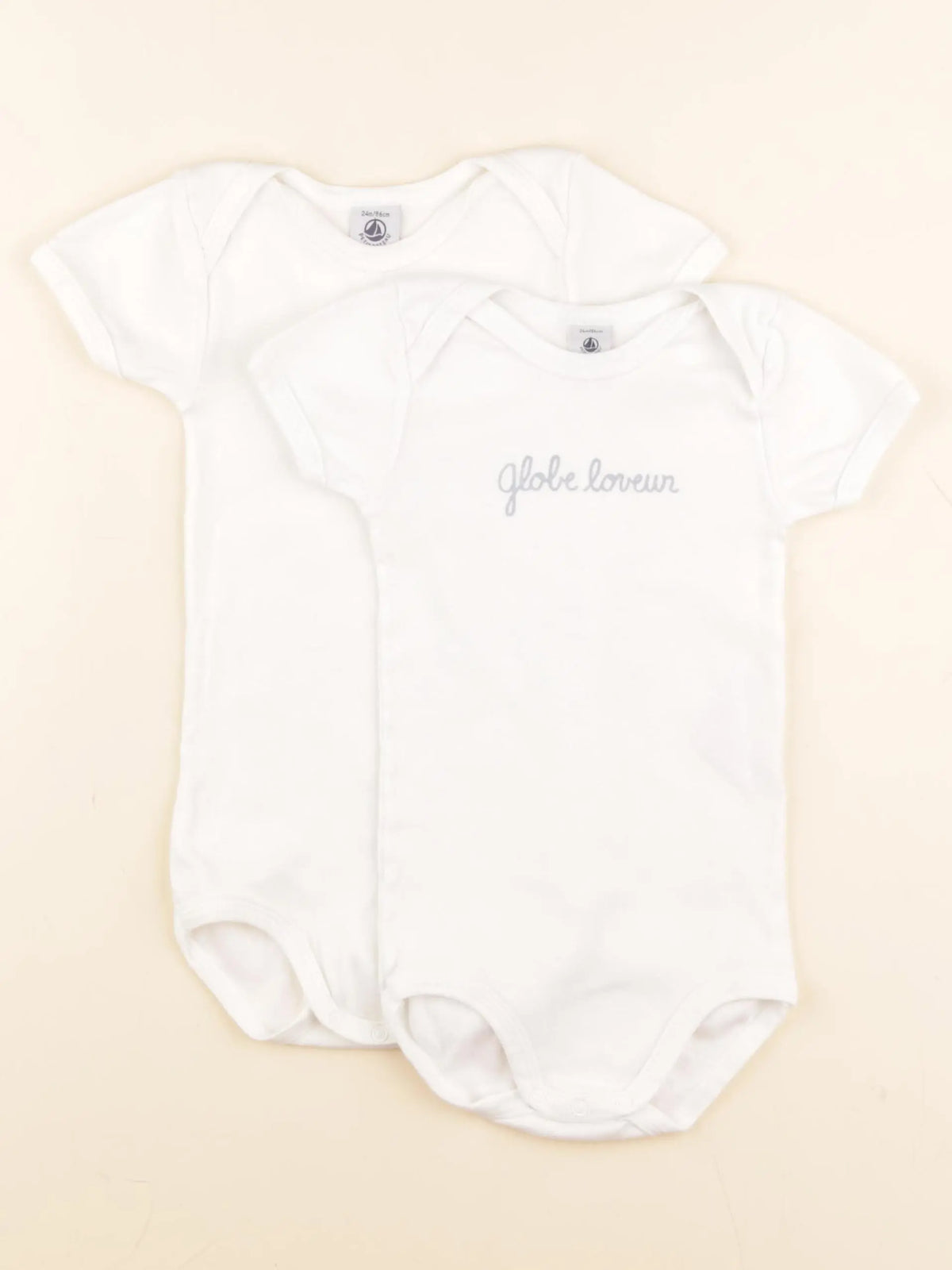 Petit Bateau - lot de 2 bodies en coton blanc - 24 mois