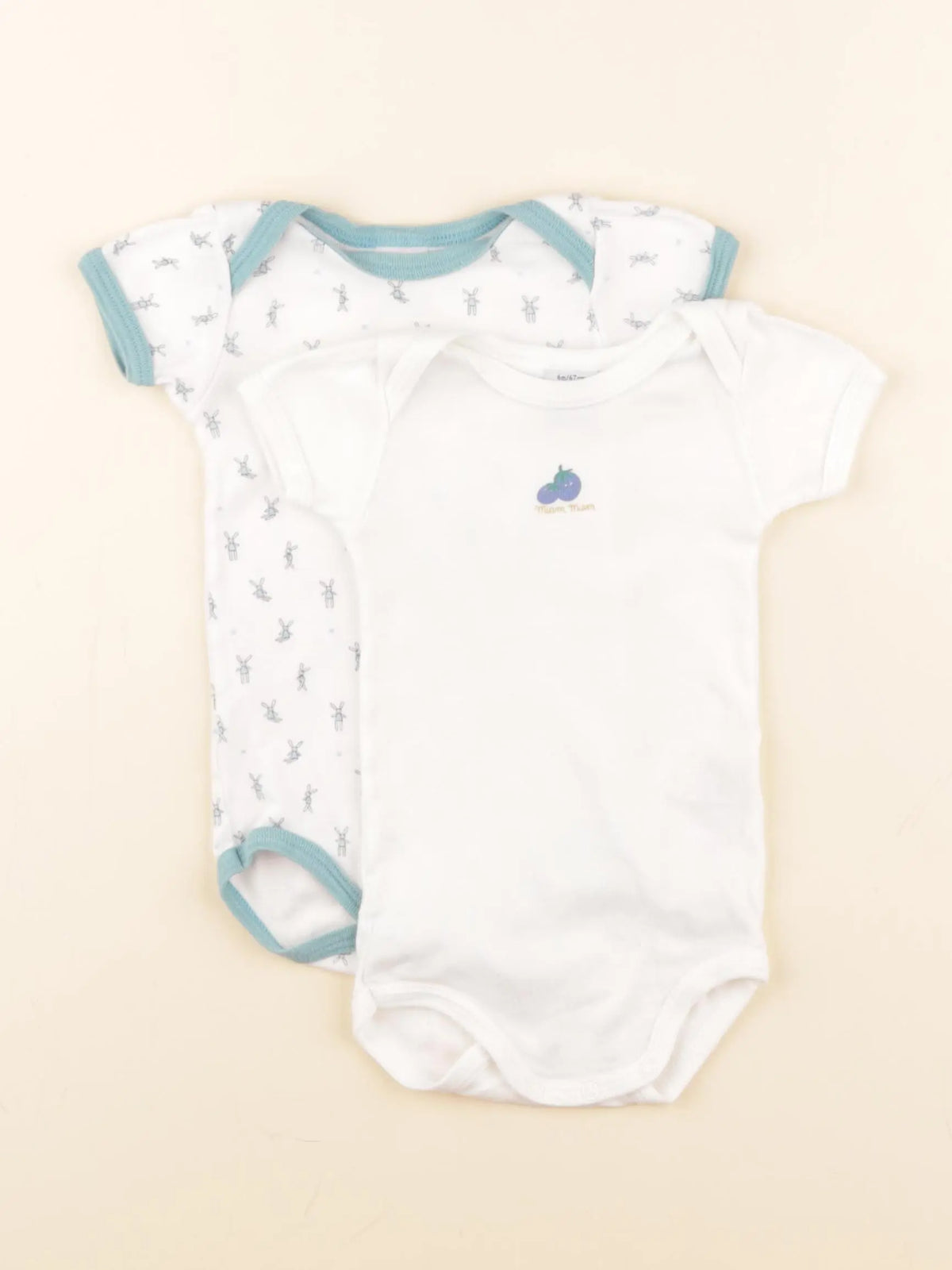 Petit Bateau - lot de 2 bodies en coton blanc - 6 mois