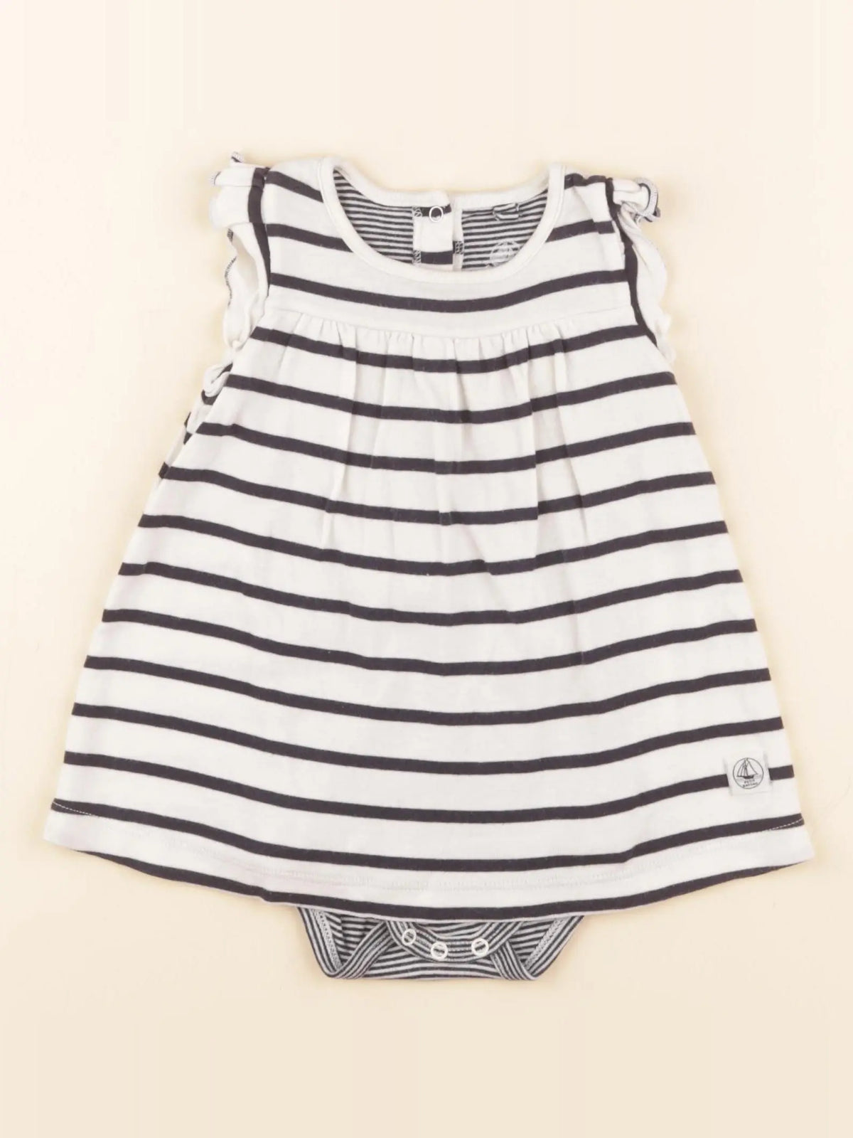 Petit Bateau - body robe bleu, blanc - 6 mois