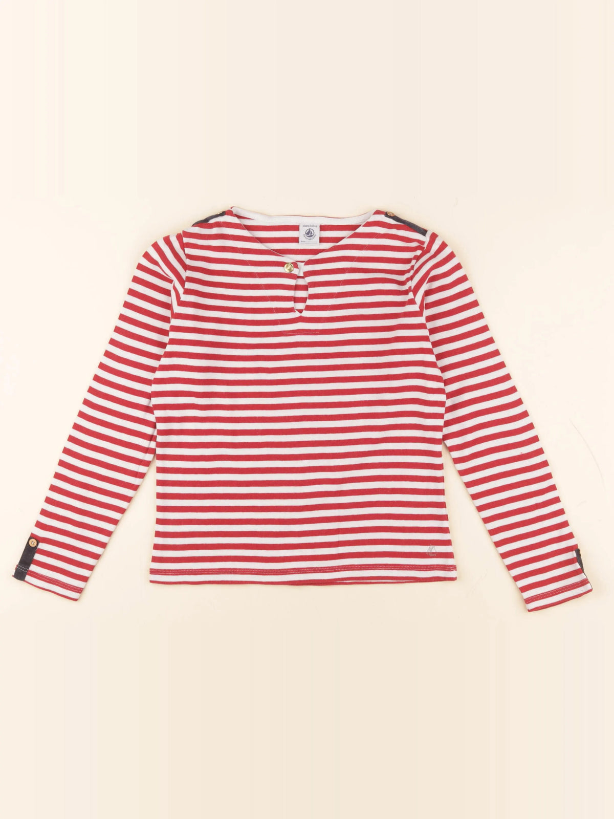 Petit Bateau - tee-shirt blanc, rouge - 10 ans