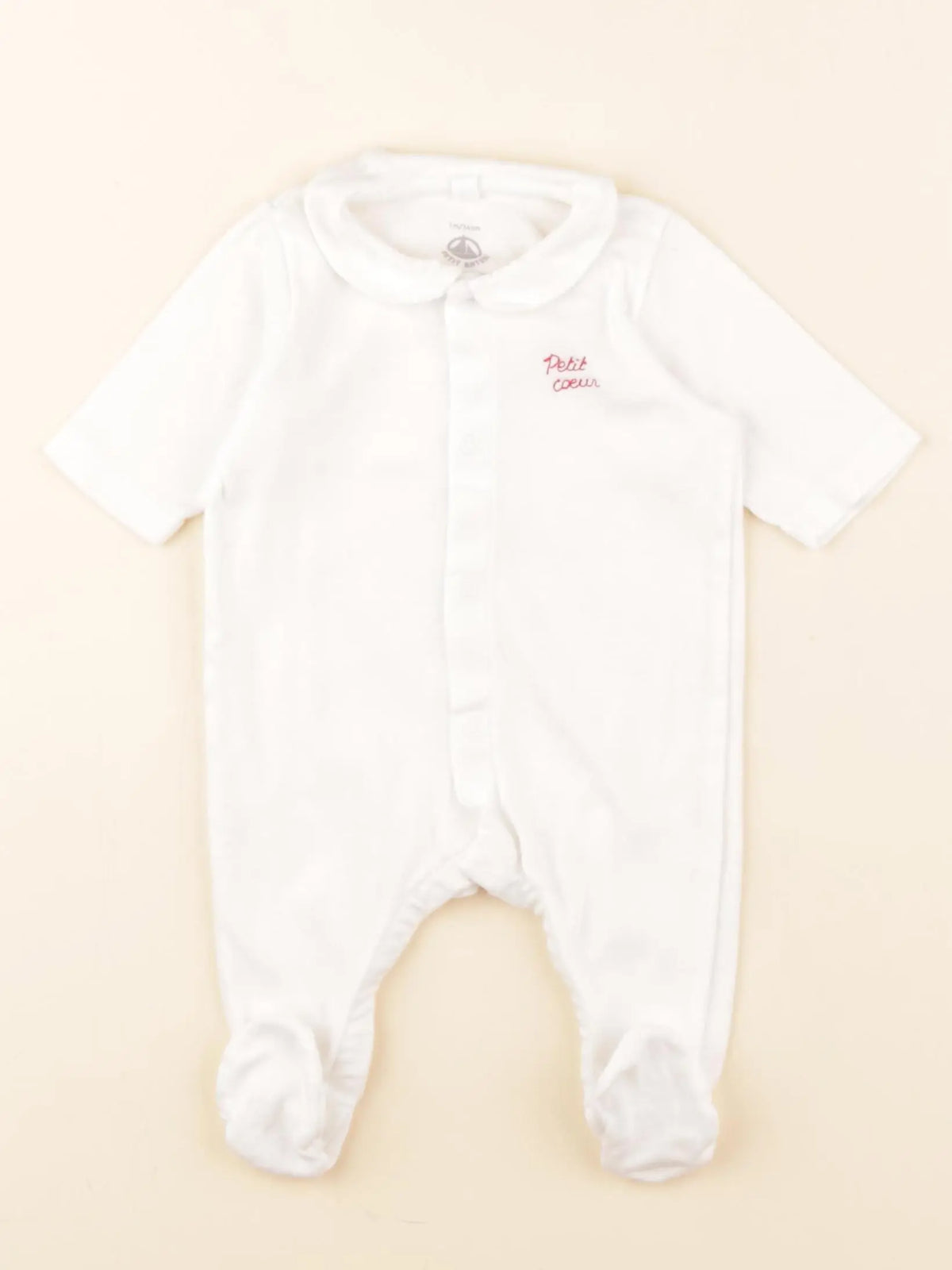 Petit Bateau - pyjama coton blanc - 1 mois