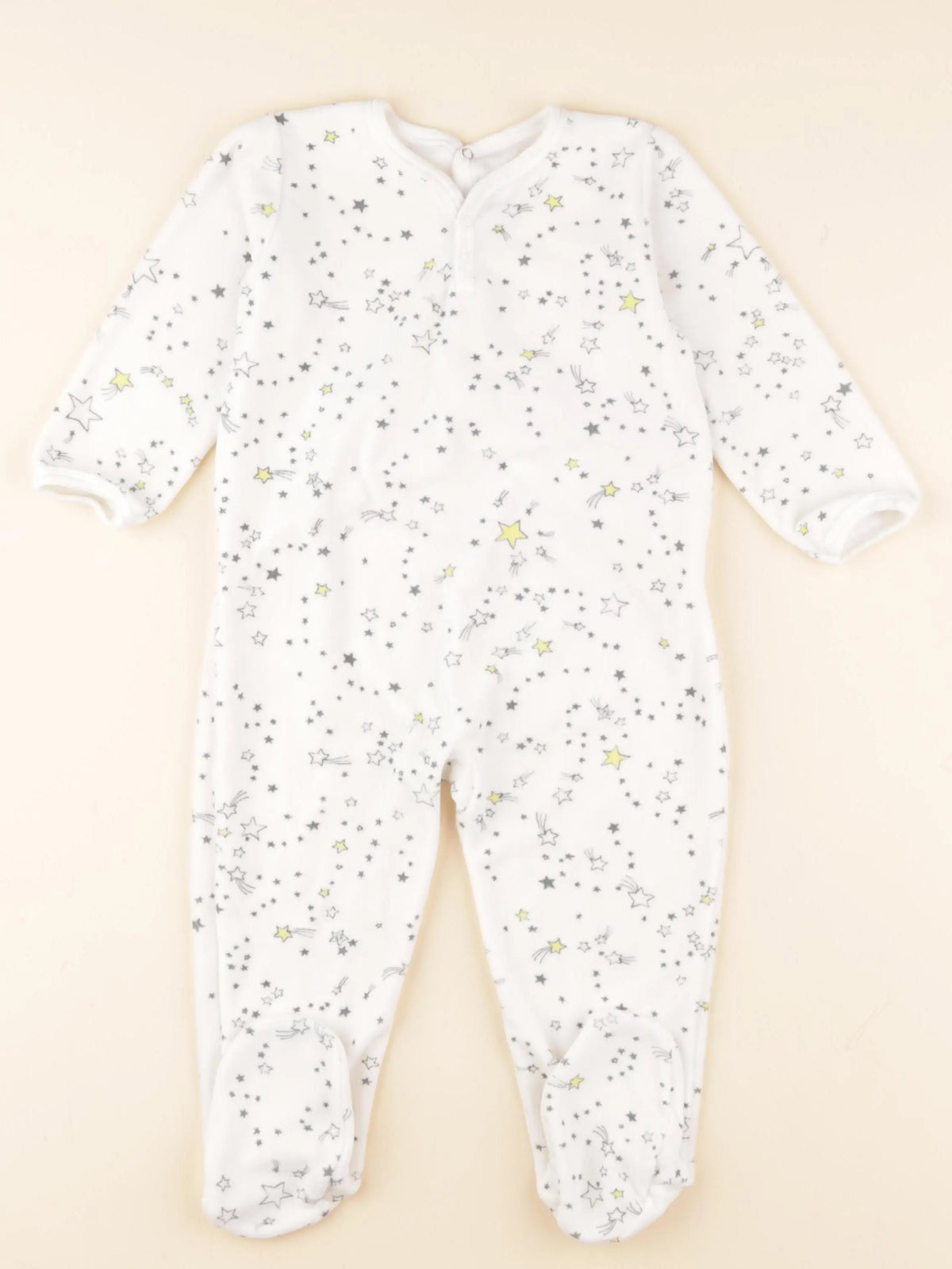 Petit Bateau - pyjama velours blanc, bleu - 24 mois