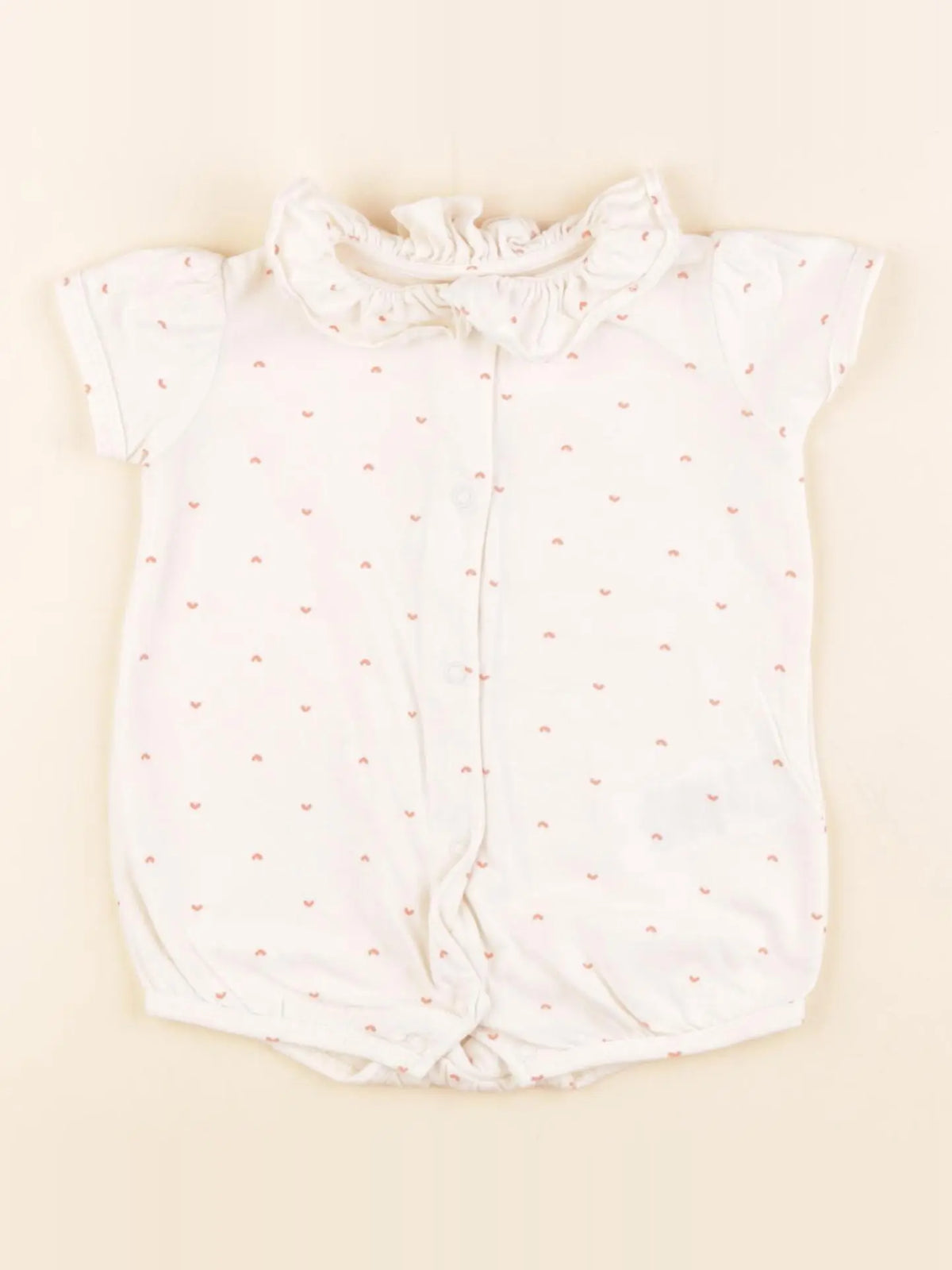 Vertbaudet - pyjama coton blanc, rose - 6 mois
