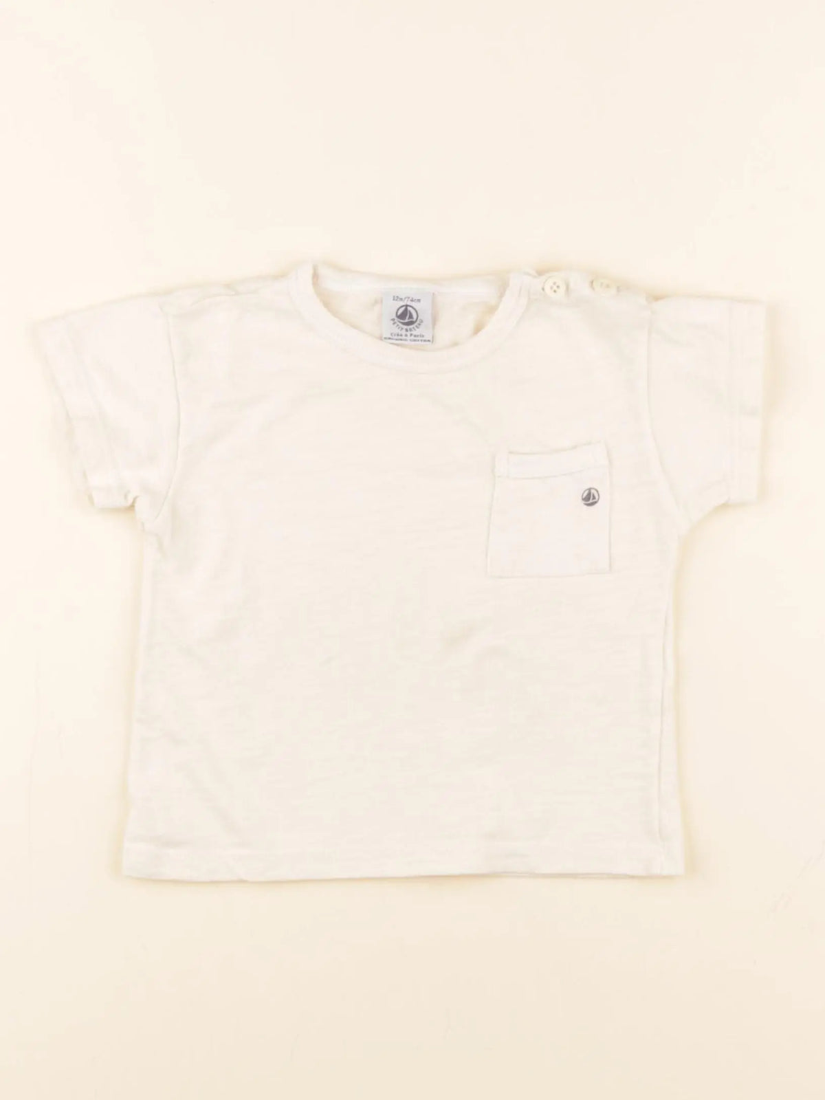 Petit Bateau - tee-shirt beige - 12 mois