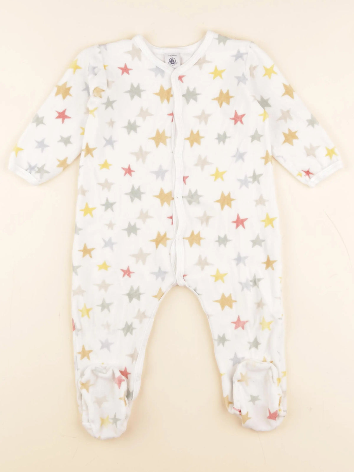 Petit Bateau - pyjama velours blanc - 24 mois