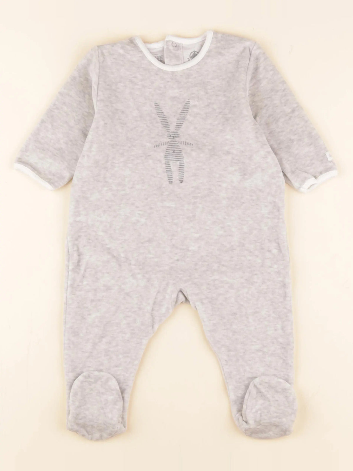 Petit Bateau - pyjama velours gris - 6 mois