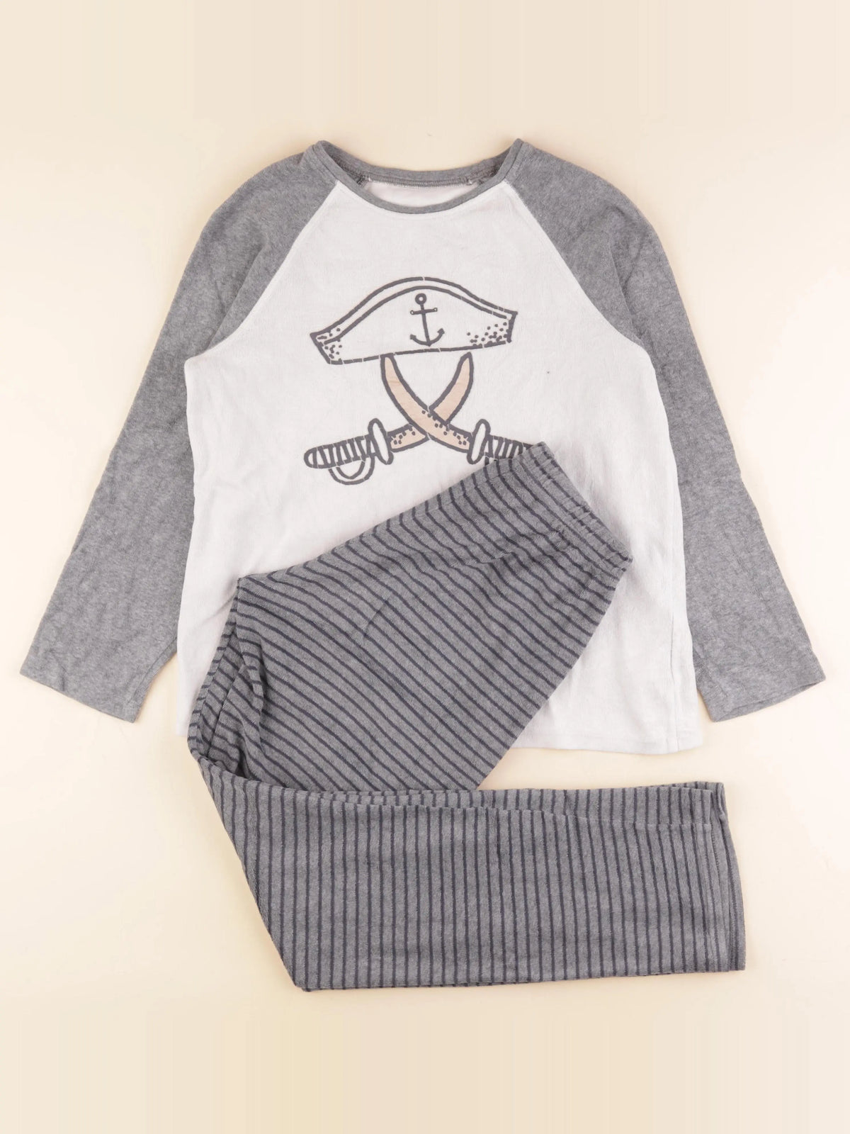 Vertbaudet - pyjama velours gris - 12 ans