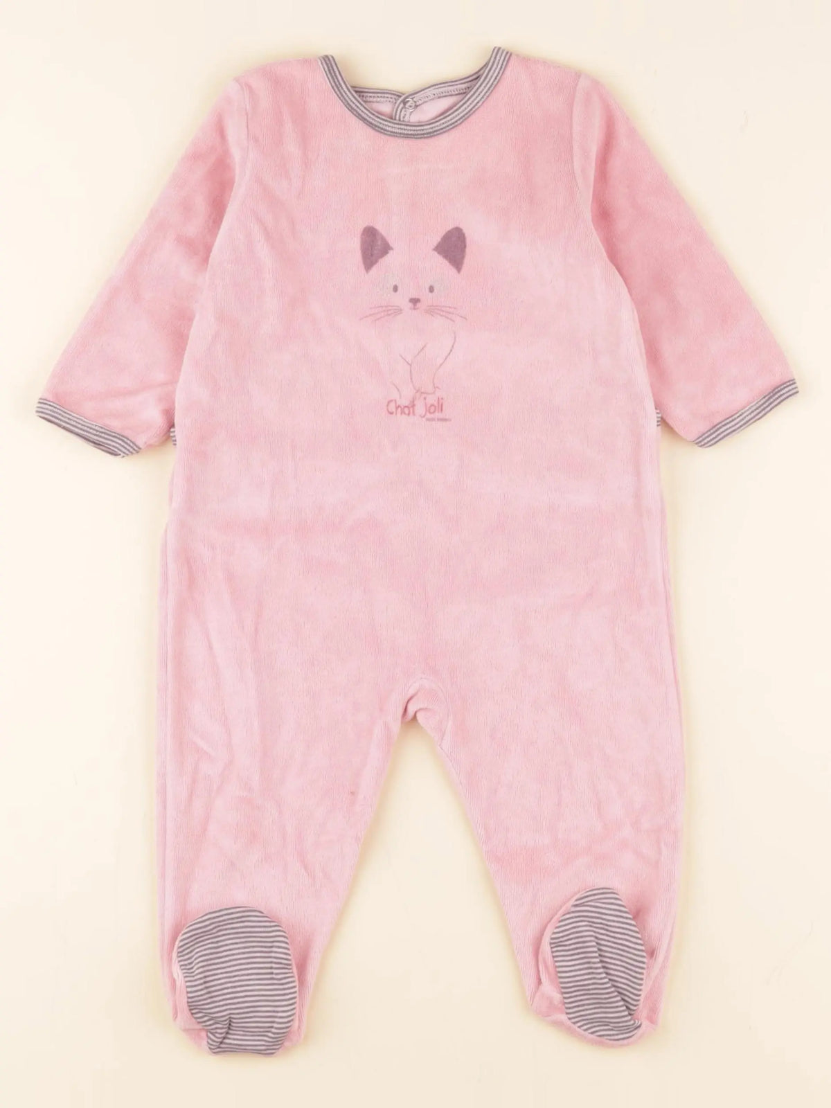 Petit Bateau - pyjama velours rose - 9 mois