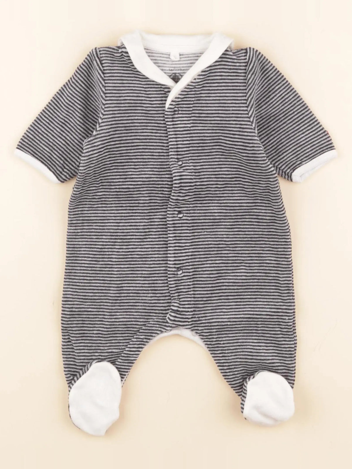 Petit Bateau - pyjama velours bleu - 1 mois