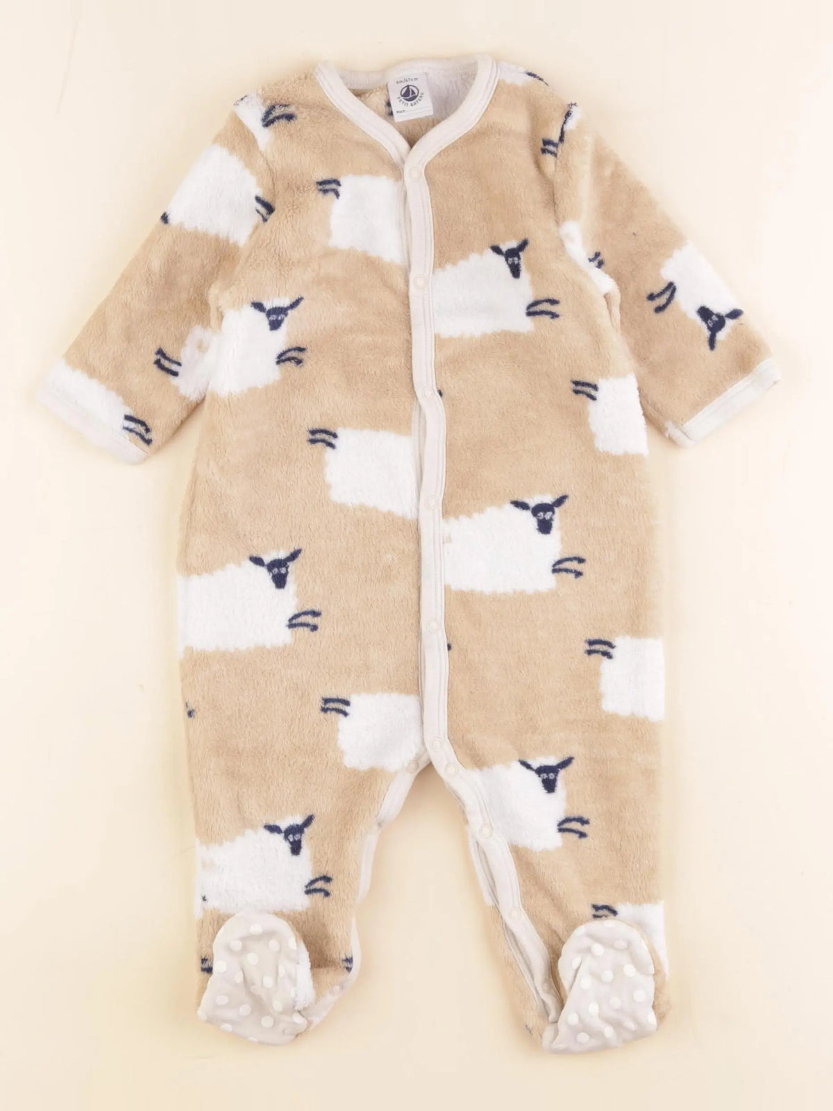 Petit Bateau - sur-pyjama marron, blanc - 6 mois